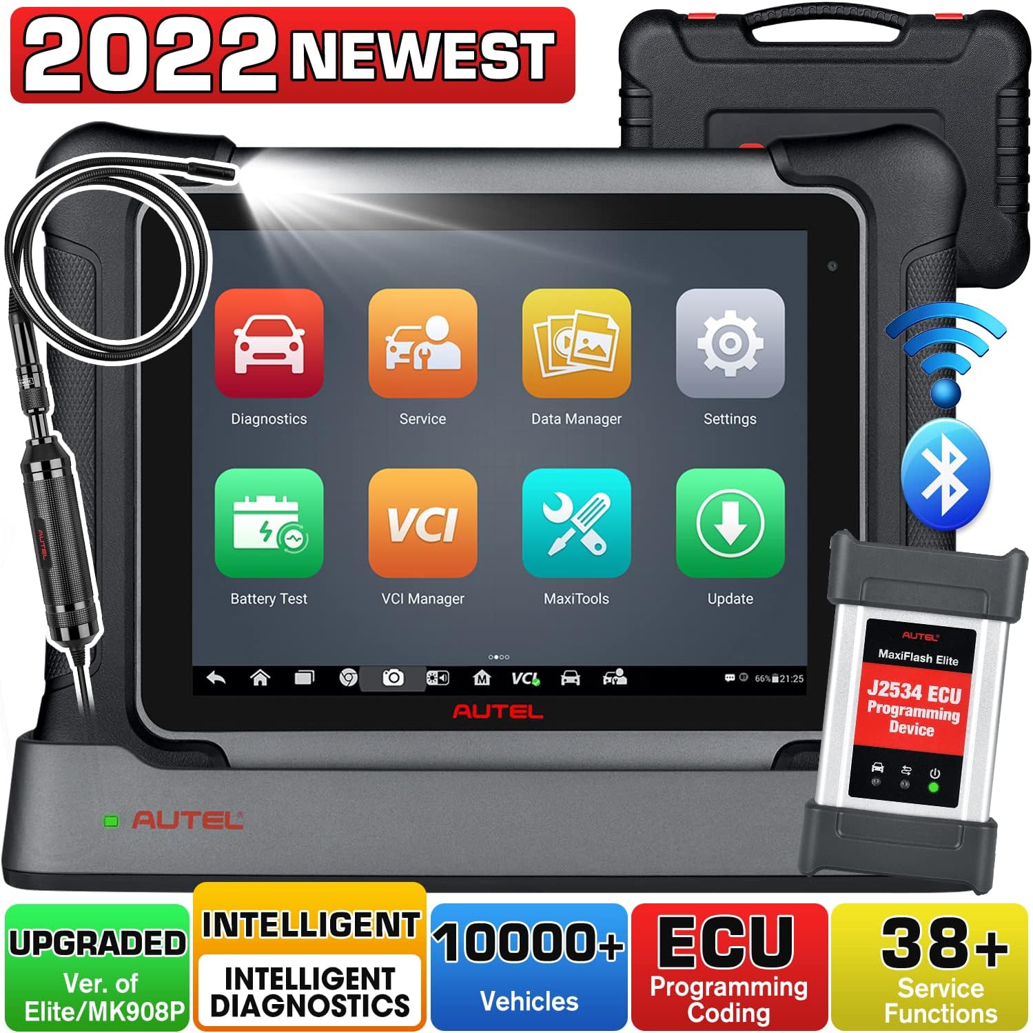 2025 Autel MaxiSYS Elite II Pro Scanner, 2-Year Free Update ($2590) Elite 2 Pro with MV108S, J2534 Reprogramming Tool as Ultra MS919 MS909, Motor TruSpeed, OE ECU Coding 40+ Services CAN FD/Do IP