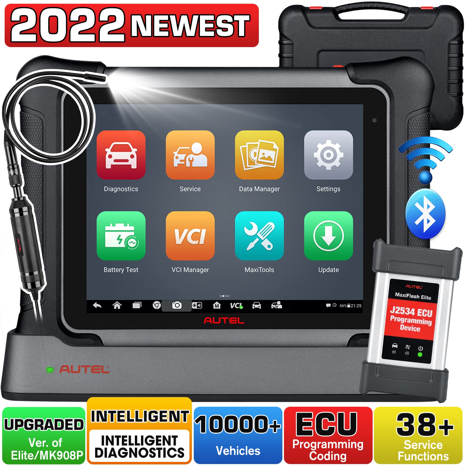 2025 Autel MaxiSYS Elite II Pro Scanner, 2-Year Free Update ($2590) Elite 2 Pro with MV108S, J2534 Reprogramming Tool as Ultra MS919 MS909, Motor TruSpeed, OE ECU Coding 40+ Services CAN FD/Do IP