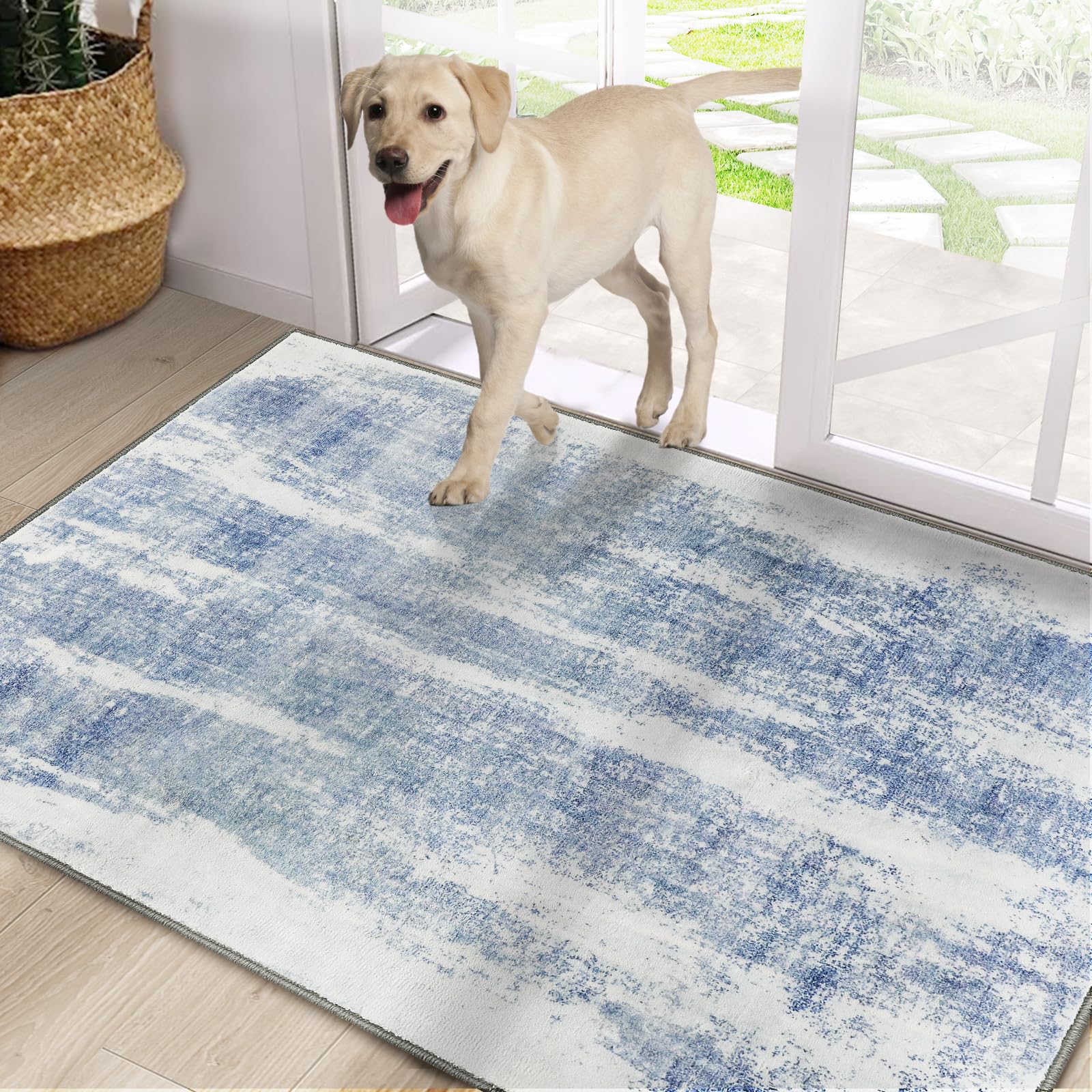 CRISTGEE Door Mat, Front Indoor Door Mat Faux Wool Non-Slip Entryway Rug Absorbent Abstract Throw Rug for Indoor Entrance Hallway Laundry Room, 32X48