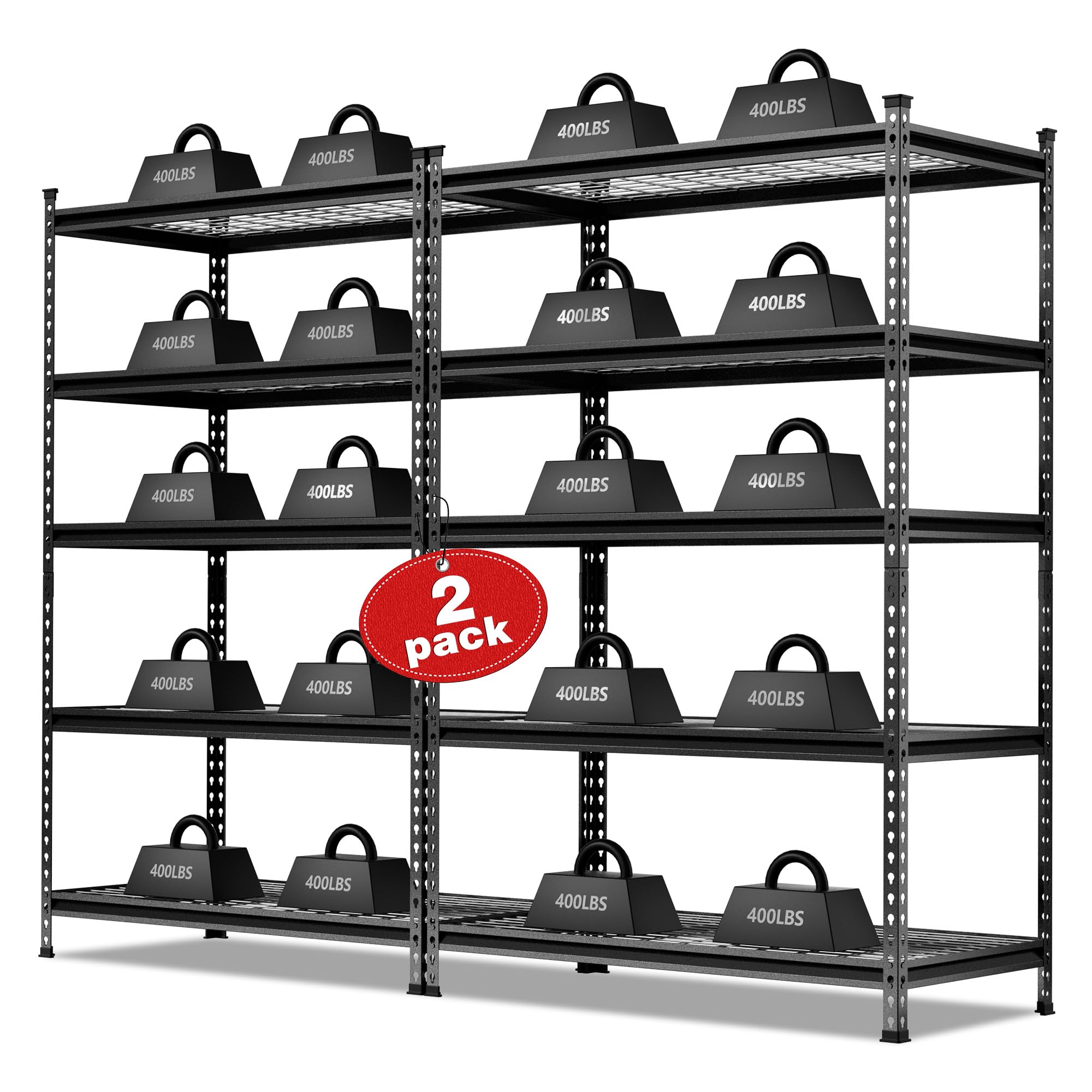 WORKPRO 5-Tier Metal Storage Shelving Unit, 48”W x 24”D x 72”H, Adjustable Storage Rack Heavy Duty Shelf, 4000 lbs Load Capacity (Total), for Garage,