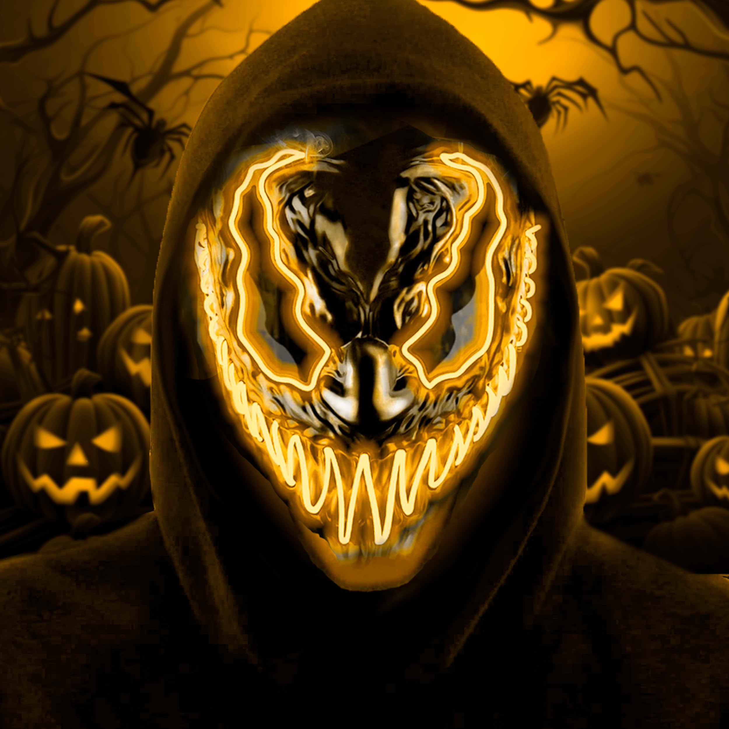 ABERTO Unisex Halloween Masks, Led Purge Masks Scary Light Up Masks Cosplay Led Halloween Masks for Raves Creepy Mask for Adult and Kids