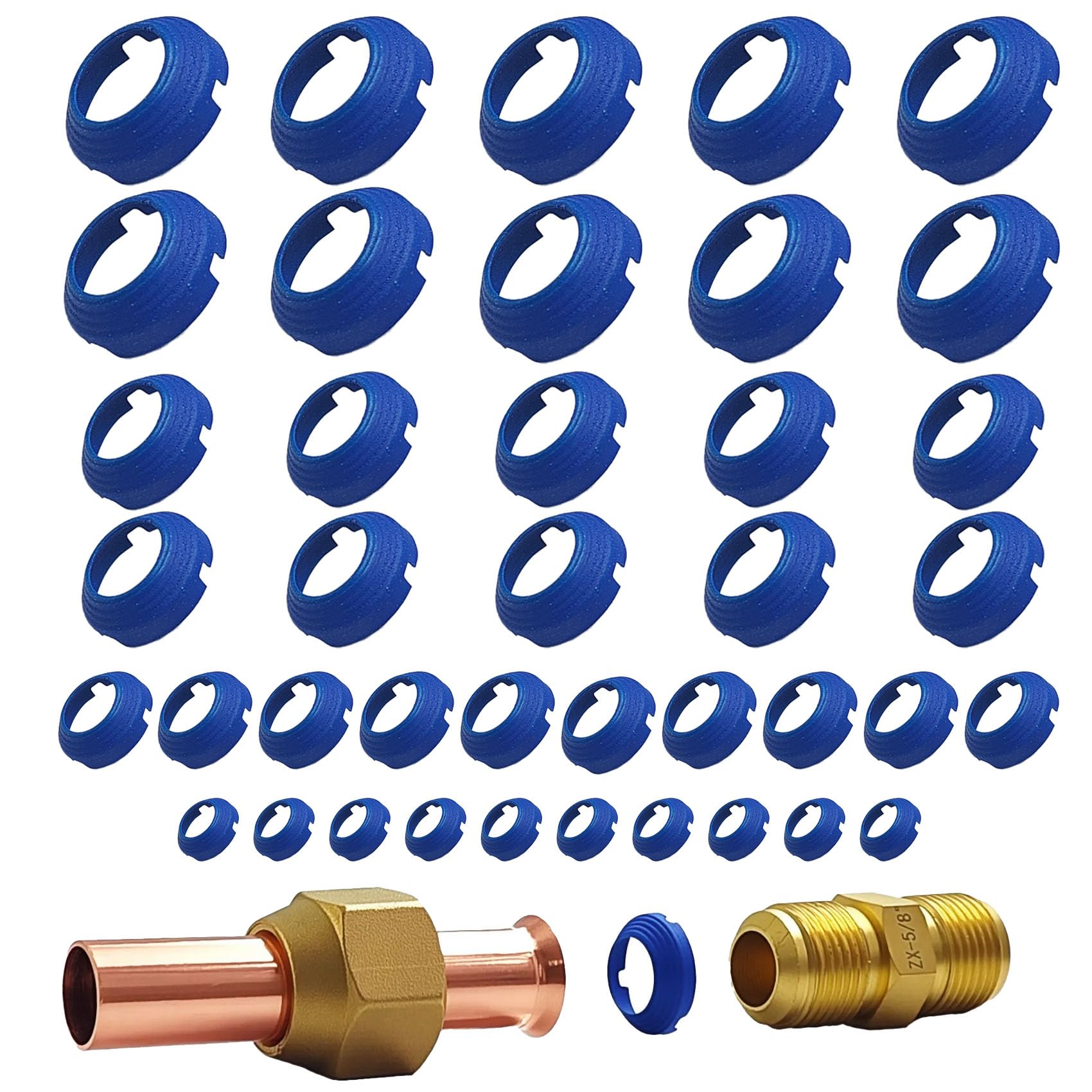 40 Pack Starter Leak-Free SAE Flare Fitting, HVAC Leak Free SAE Flare Connections Eliminates Refrigerant Leaks, For Schrader Valve, Refrigeration,