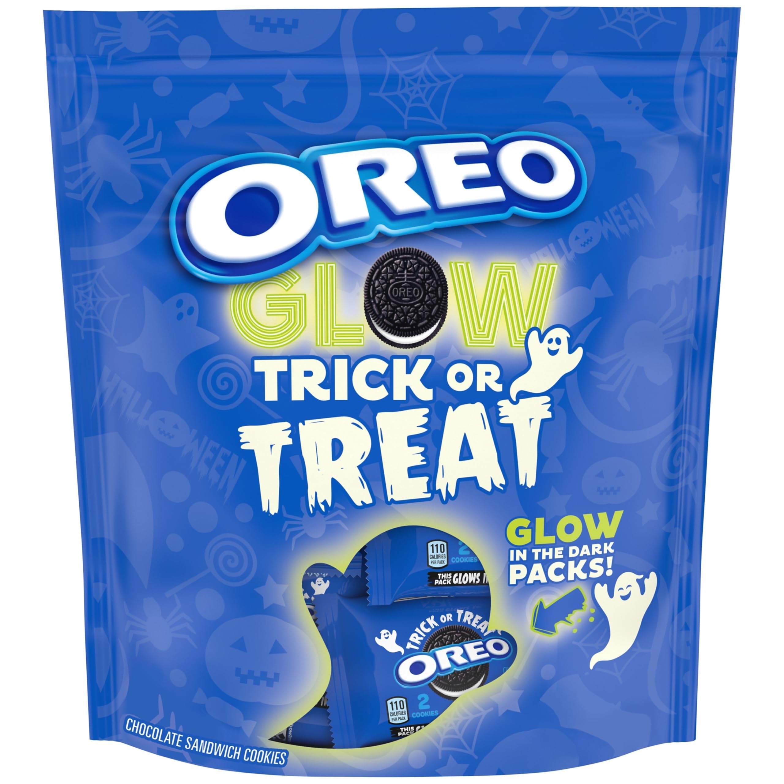OREO GLOW Halloween Trick or Treat Chocolate Sandwich Cookies, 25 Snack Packs (2 Cookies Per Pack)