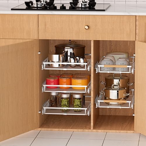 Miniatura 2 de Organizadores de cajones extraíbles para gabinete, estantes deslizables expandibles de 22.2 pulgadas de profundidad x 12.2 pulgadas de ancho 12.2 a