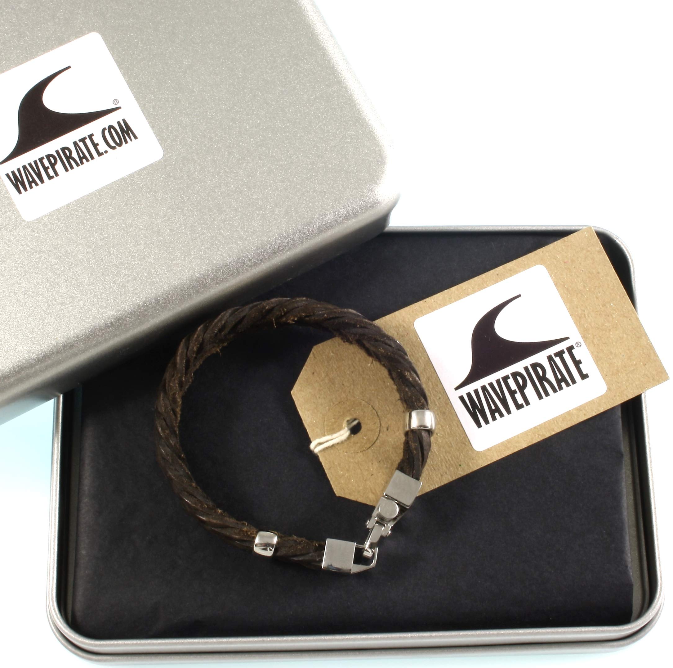 Echt Leder-Armband TURN F15 Dunkel Braun Herren-Armband Männer-Armband Geschenkbox Magnetverschluss Edelstahl