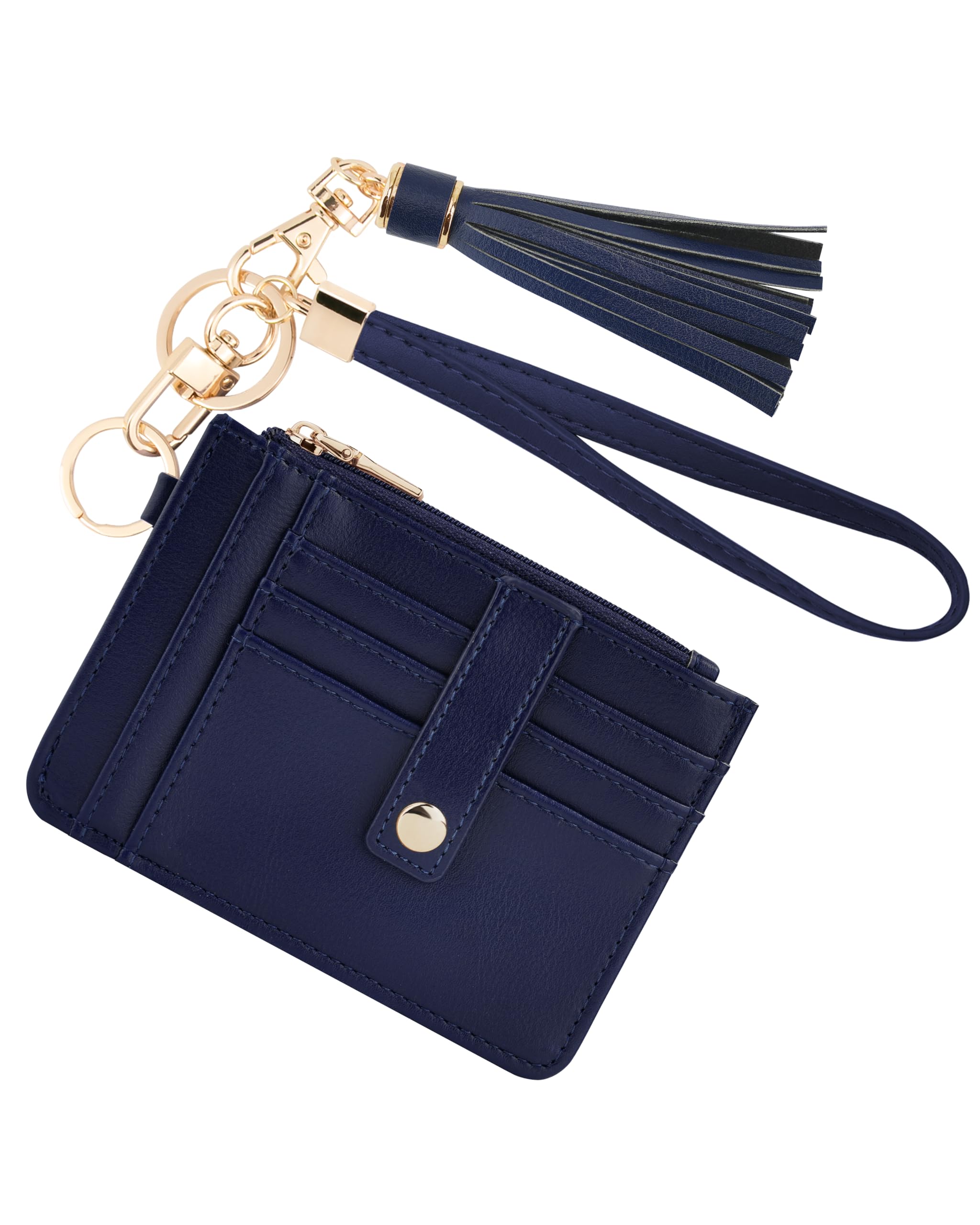 KNGITRYI Small Wristlet Wallets for Women RFID Credit Card Holder Wallet Keychain Wristlet Wallet Credit Card Wallets for Women (Navy Blue)