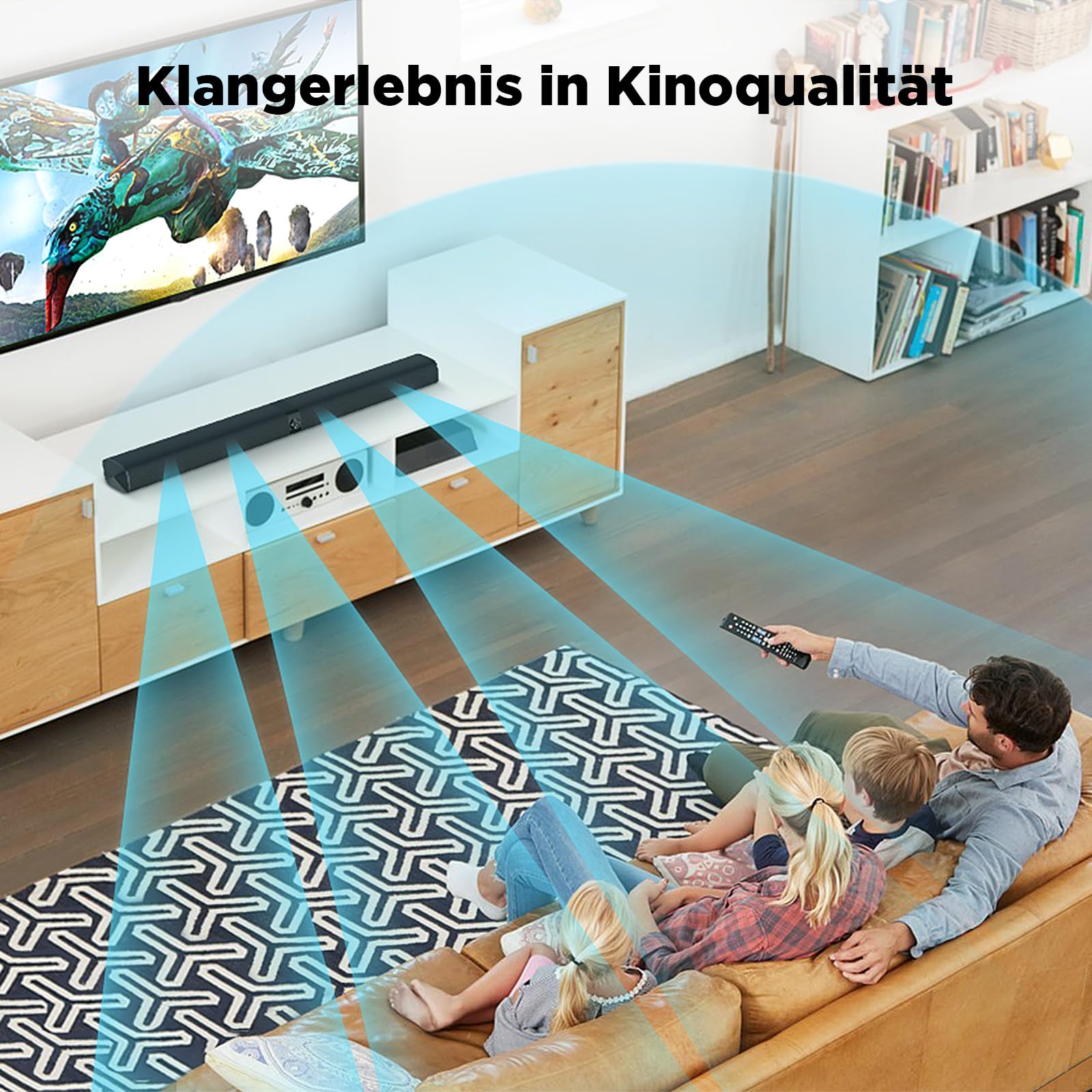 GarageRock Soundbar für TV Geräte, Teilbare 2-in-1 Set of TV Soundbar, Auto-Volume-Boost, 3 Sound Modi, Surround Soundsystem, Bluetooth 5.3, ARC/Opt/Aux, TV Lautsprecher für Fernseher, Monitor, 1pcs