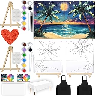 VALLSIP 2Pack Paint and Sip Canvas Painting Kit Pre Drawn Canvas for Painting for