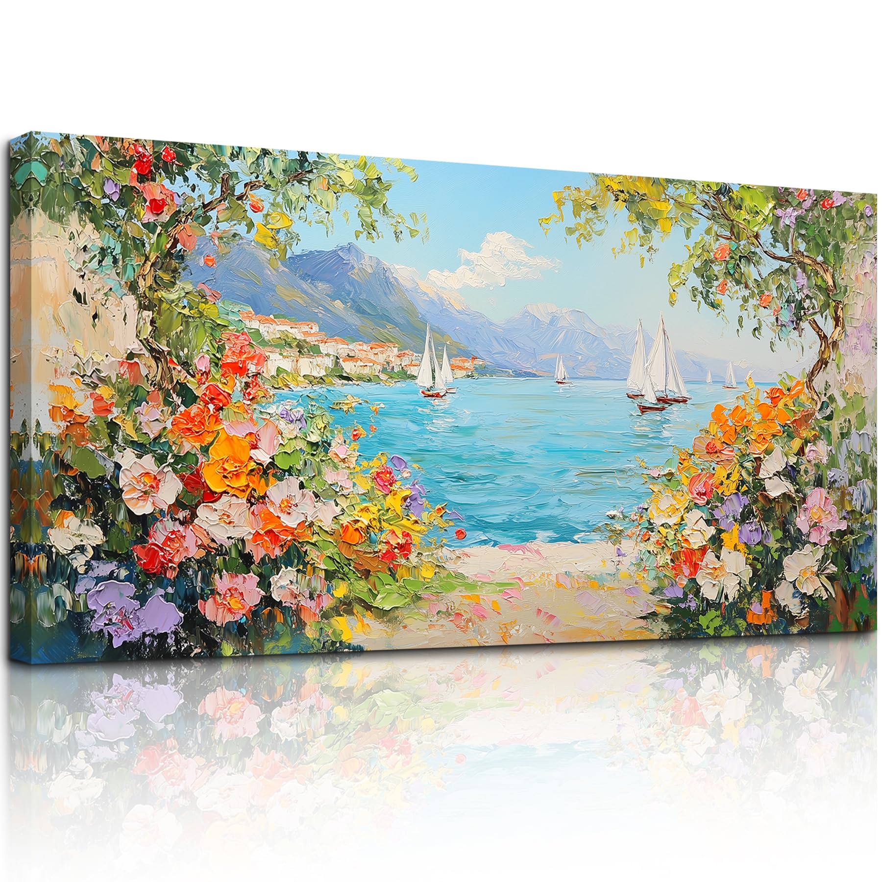 MHARTK66 Cuadros Decoracion Salon, 50x100 cm Grandes Laminas Decorativas Pared Dormitorios, Lienzos Decorativos Pared Flores en la Bahía, Modernos Wall Art Comedor Pasillo Baño Oficina Cocina