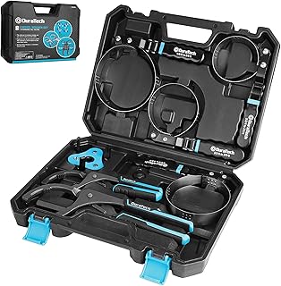 DURATECH 8-Piece Oil Filter Swivel Wrench Set, Wrenches Cover 2-3/4" to 5-1/4", 9" & 12" Adjustable Oil Filter Pliers, Universal 3-Jaw Removal Tool with 1/2" to 3/8" Adapter, Organized in Storage Case