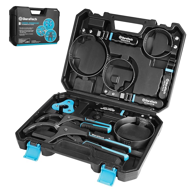 Kit de Chaves para Filtro de Óleo DURATECH com Cabeça Articulada, 4 Tamanhos, Alicates de 22,9 e 30,5 cm e Adaptador, 8 peças