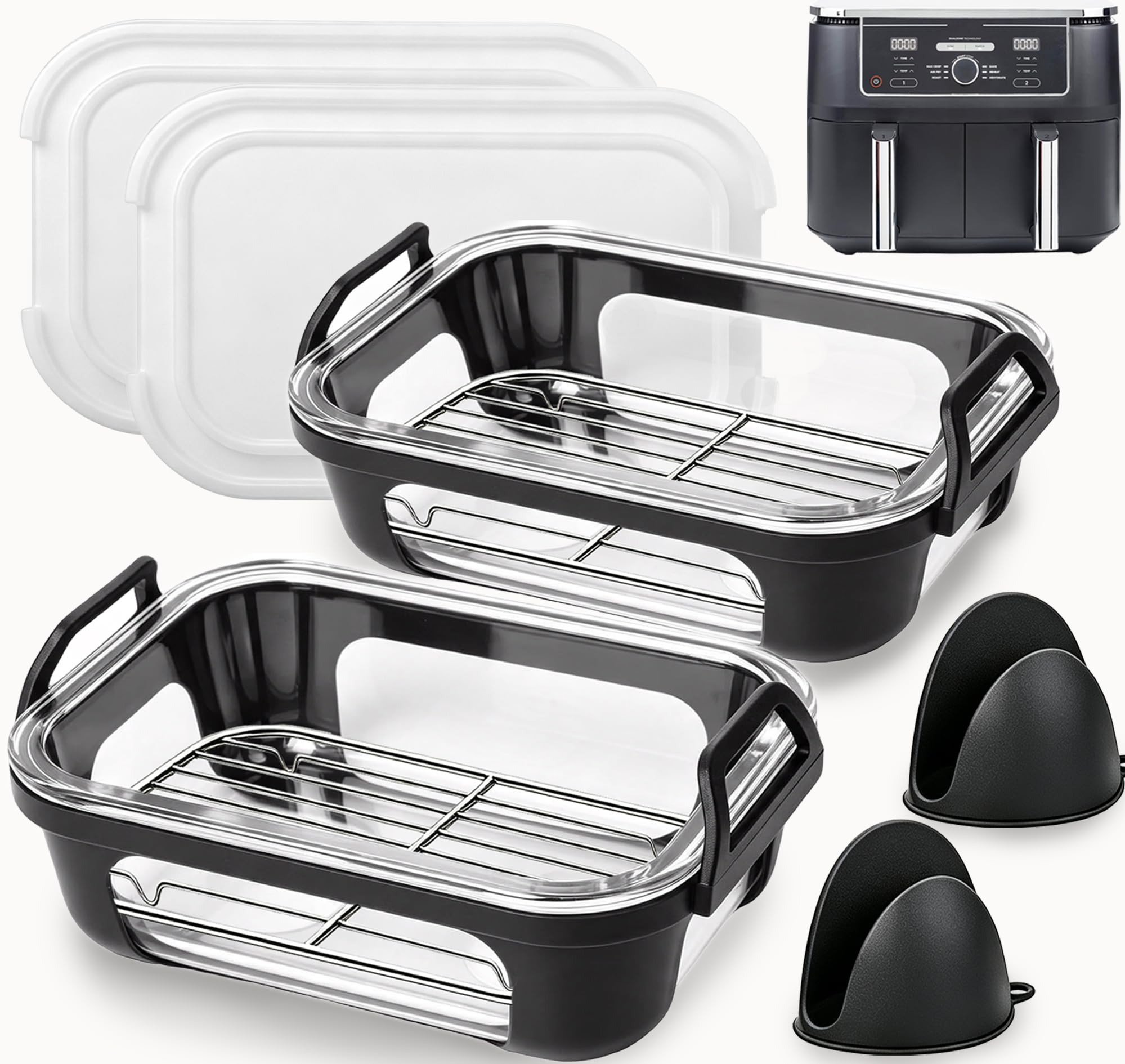 Air Fryer Glass Baking Tray for Ninja Dual Zone DZ400UK,AF400UK,AF500,SL400