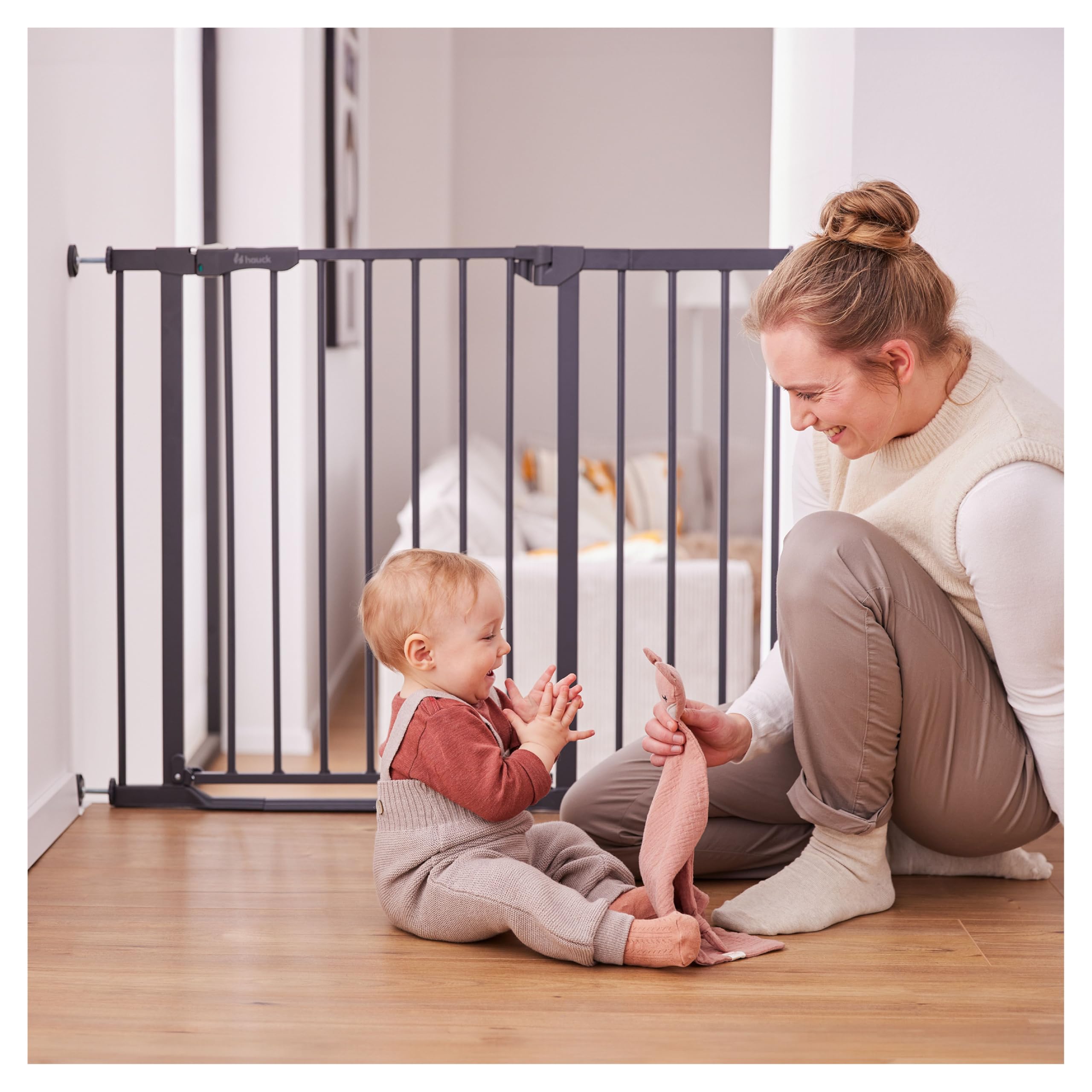 hauck Extension 21 cm pour Barrière de Securité Enfant par ex. pour Modèle Clear Step 2, Open N Stop 2, Autoclose N Stop 2, Rallonge Sans Perçage, Fixation par Pression - Métal Noir