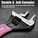 WORKPRO 2-Piece Adjustable Wrench Set, 6-Inch & 10-Inch Wrenches, Wide Jaw Black Oxide Wrench, Metric & SAE Scales, Cr-V Steel, for Home, Garage, Workshop - Pink
