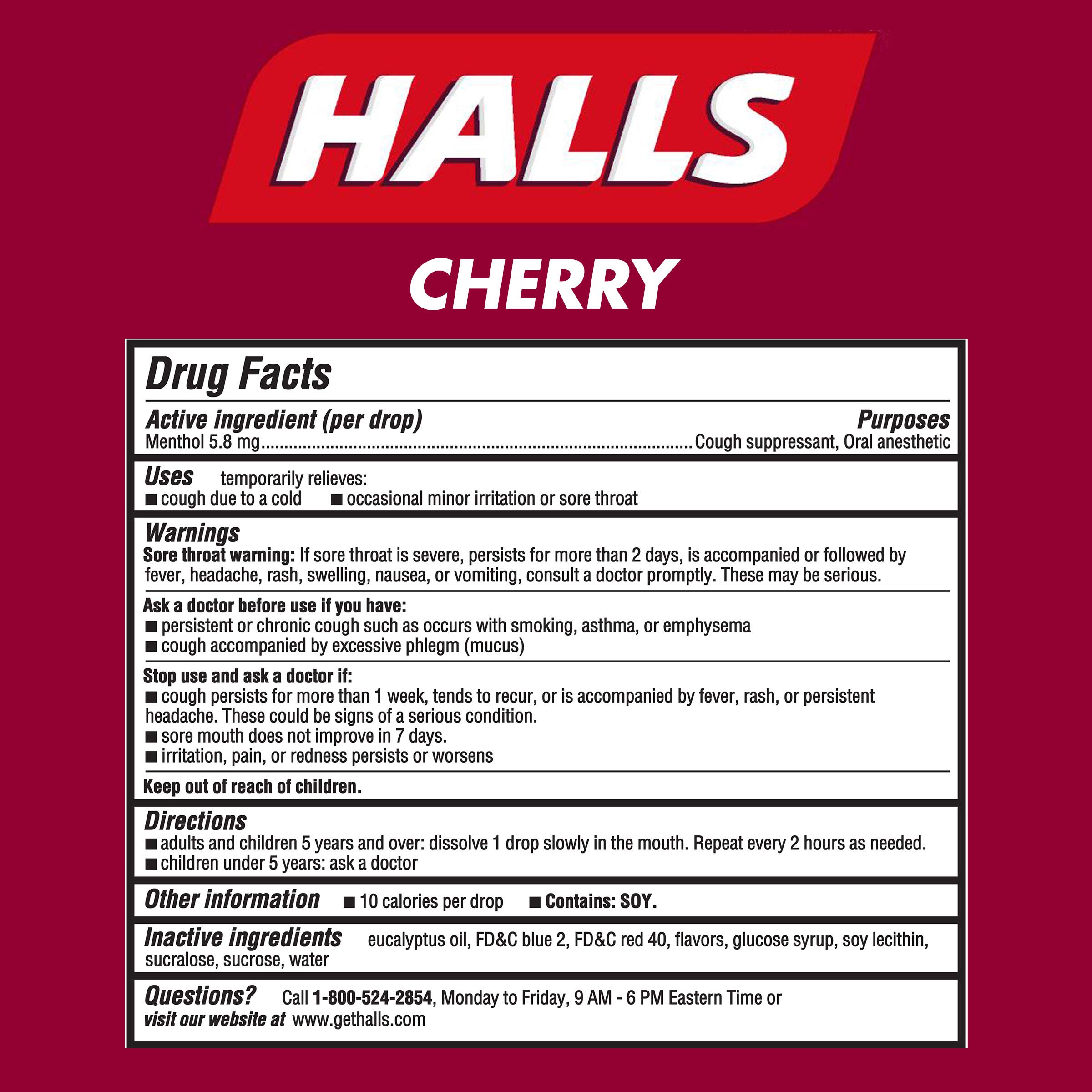 HALLS Relief Cherry Cough Drops, 80 Drops Buy Online in United Arab