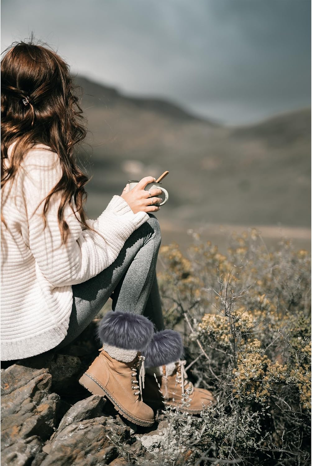 sy soul young Women Faux Fur Leg Warmers Short Furry Fuzzy Boot Cuffs Toppers Girls Winter Knitted foot cuff - Image 5