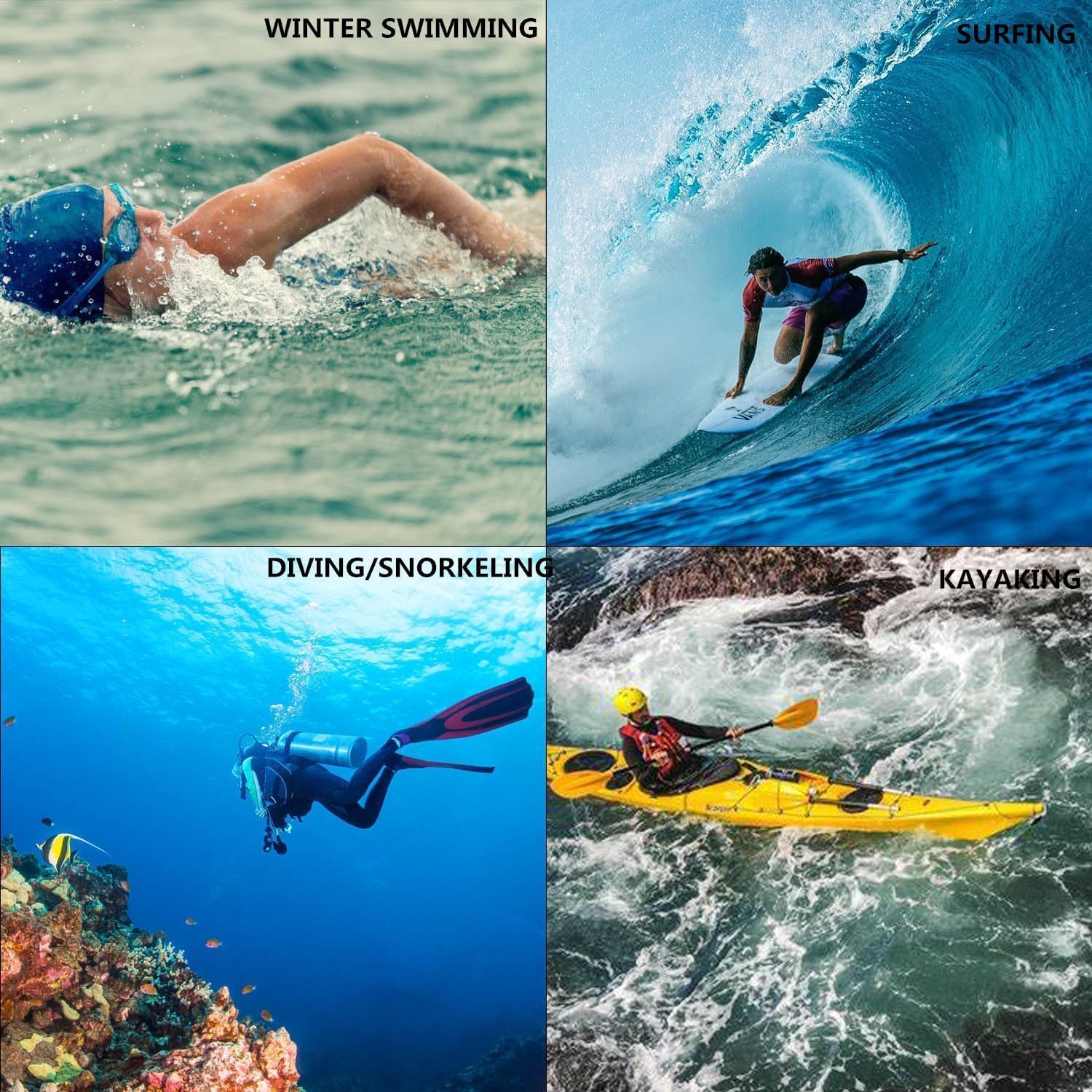 3mm Neoprene Gloves and Socks, 3mm Thermal Diving Gloves and Socks with Adjustable Waist Strap, Flexible Wetsuit Glove and Sock for Surfing, Kayaking Rafting
