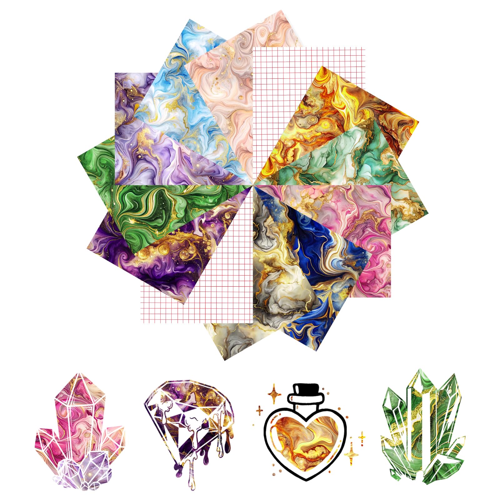 HTVSTD Colorful Marble Permanent Vinyl 10pcs10*12in Self Adhesive Vinyl