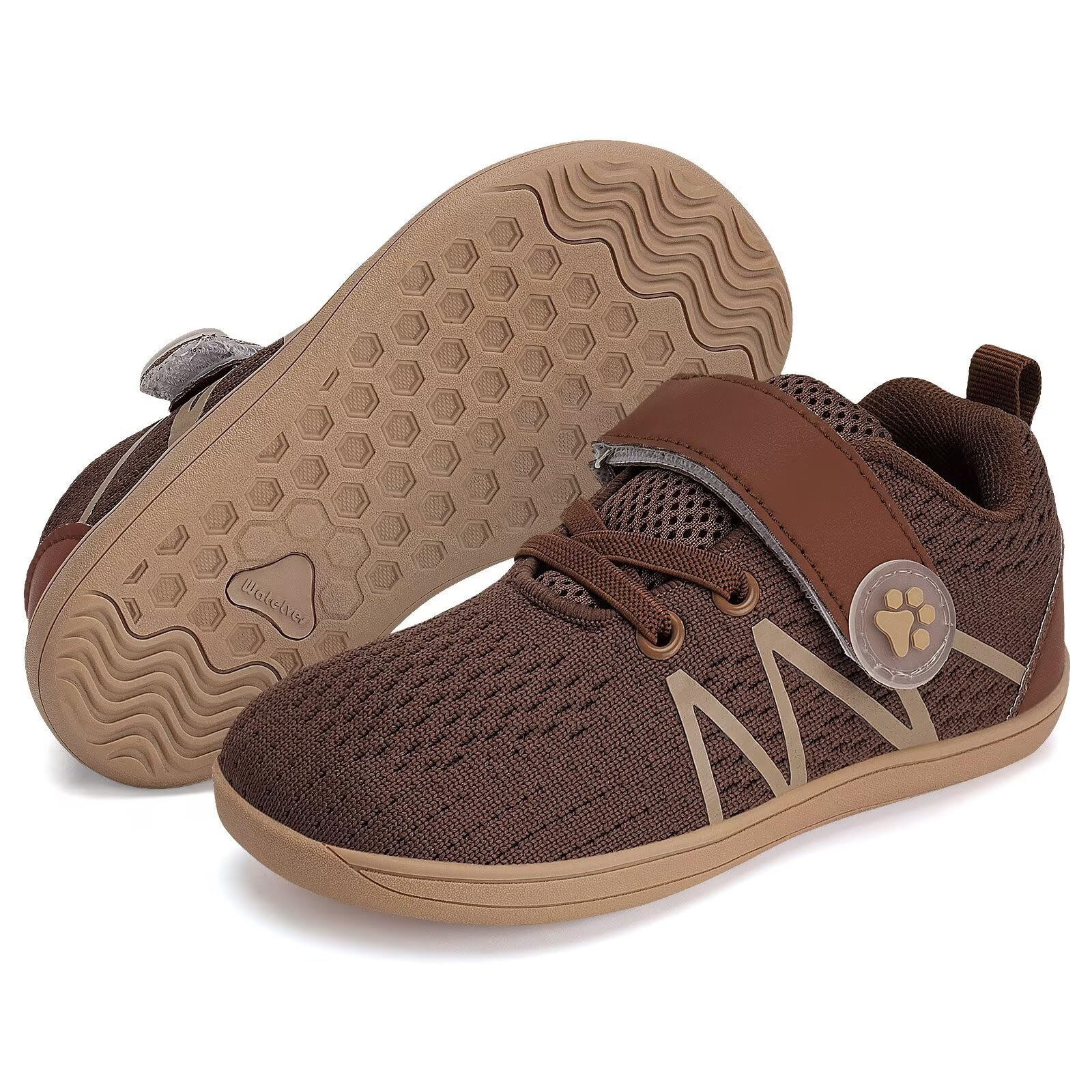 WateLves Wide Toddler Barefoot Shoes Little Kids Boys Girls Walking Tennis Sneakers with Breathable Mesh Zero Drop Sole Adjustable Strap