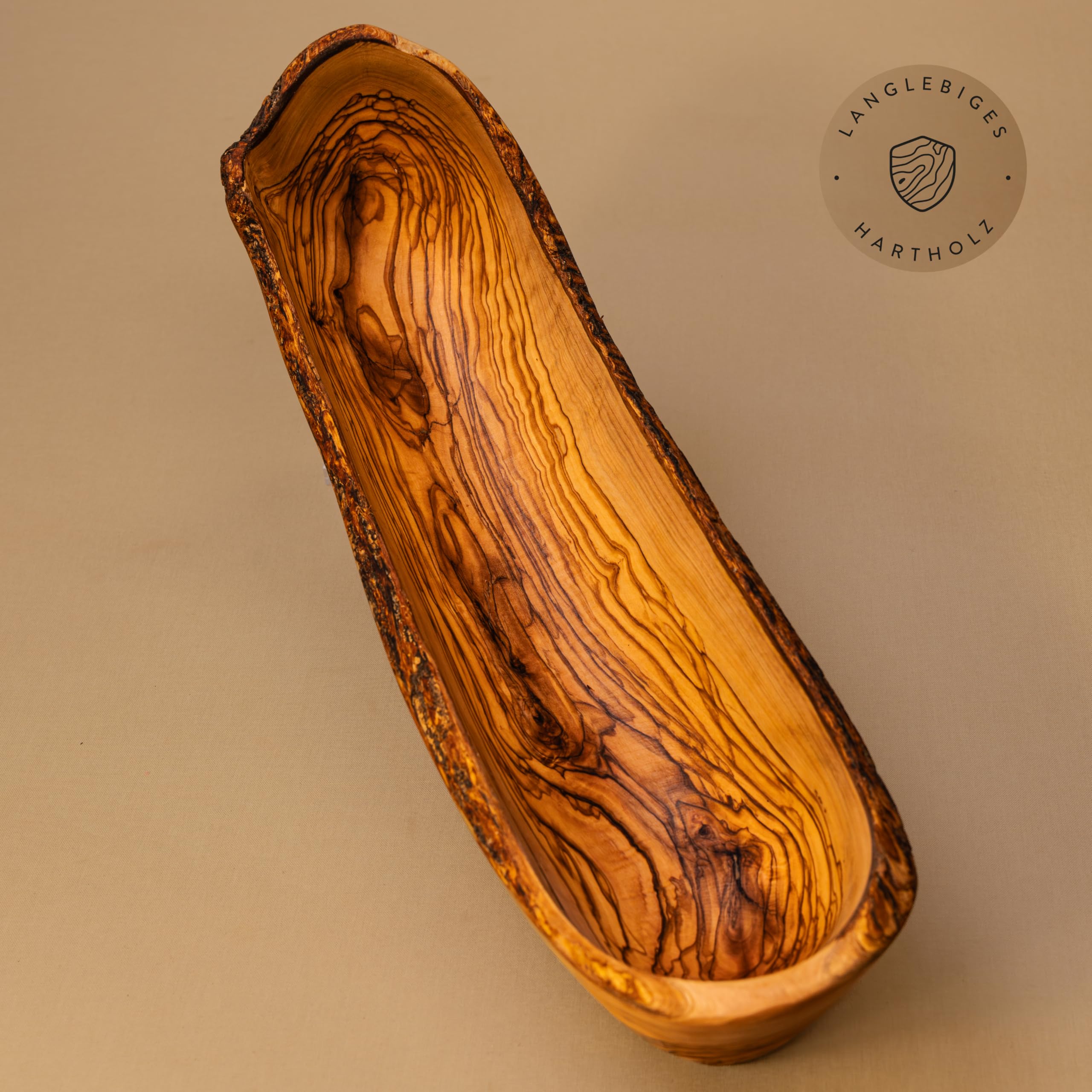 das Olivenholzbrett Olivenholz-Schale, Baguette, Ciotola Allungato in Taglio Naturale da 20cm - 40cm