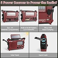 Vista 9 de Radio de alerta meteorológica Kaito KA500 de emergencia AM/FM/SW con 5 funciones Rojo