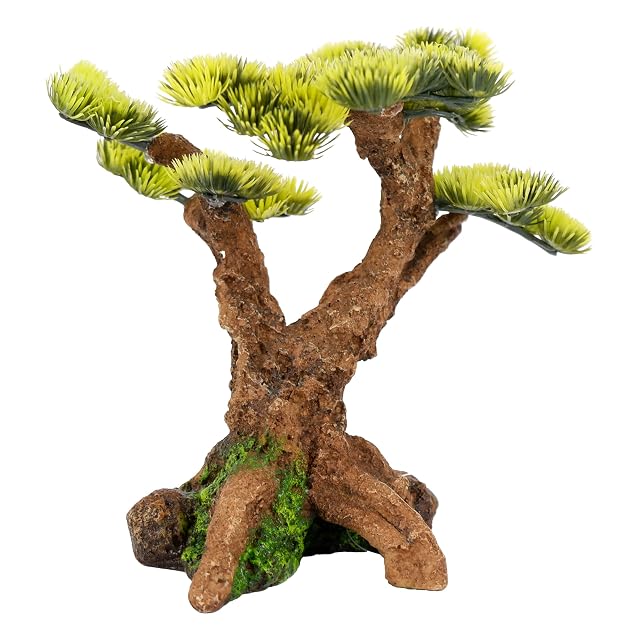 CLASSIC Adorno para Acuario con diseño de árbol bonsái floreciente, Aspecto Natural