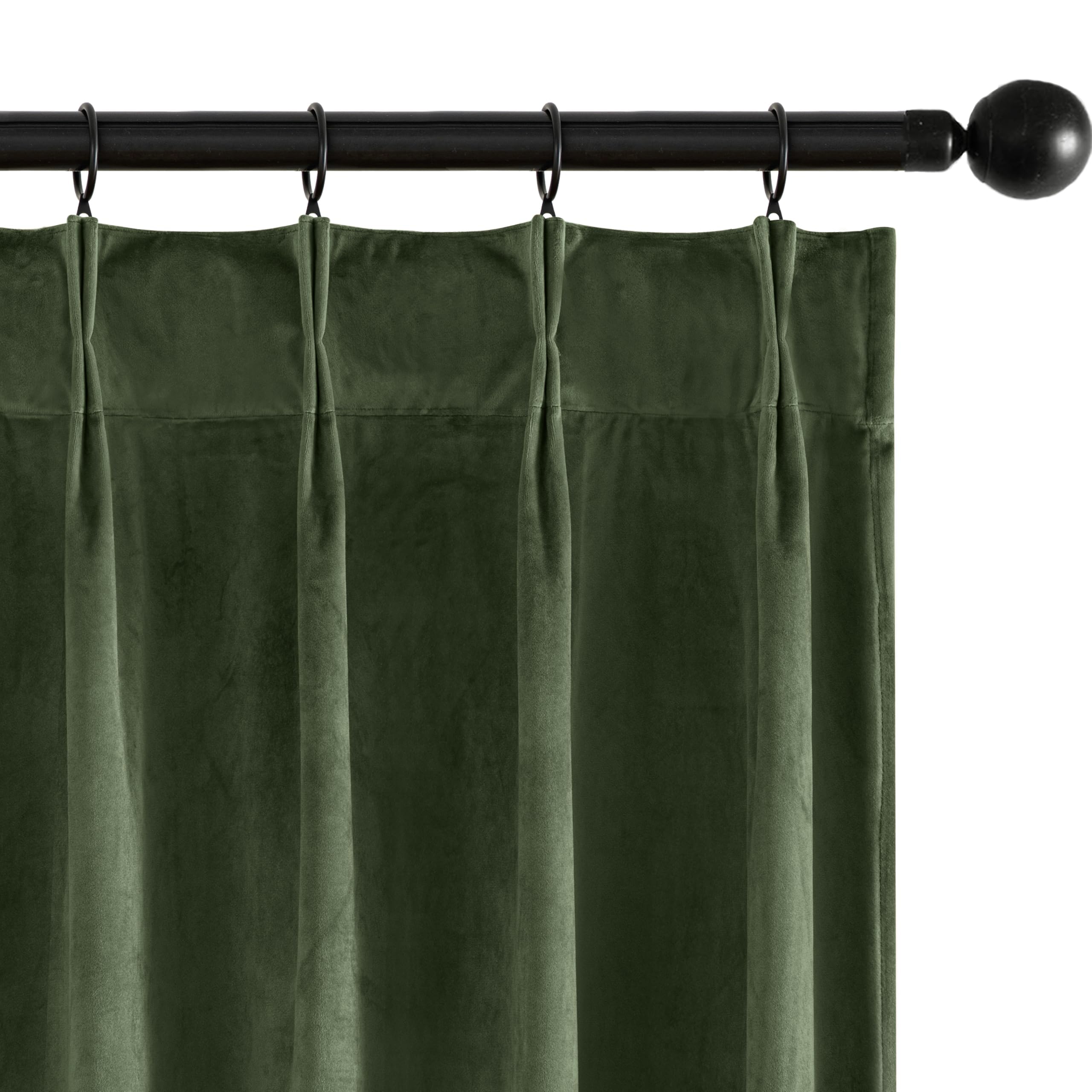 MIULEE Velvet Pinch Pleated Blackout Olive Green Curtains 40x102 Inches