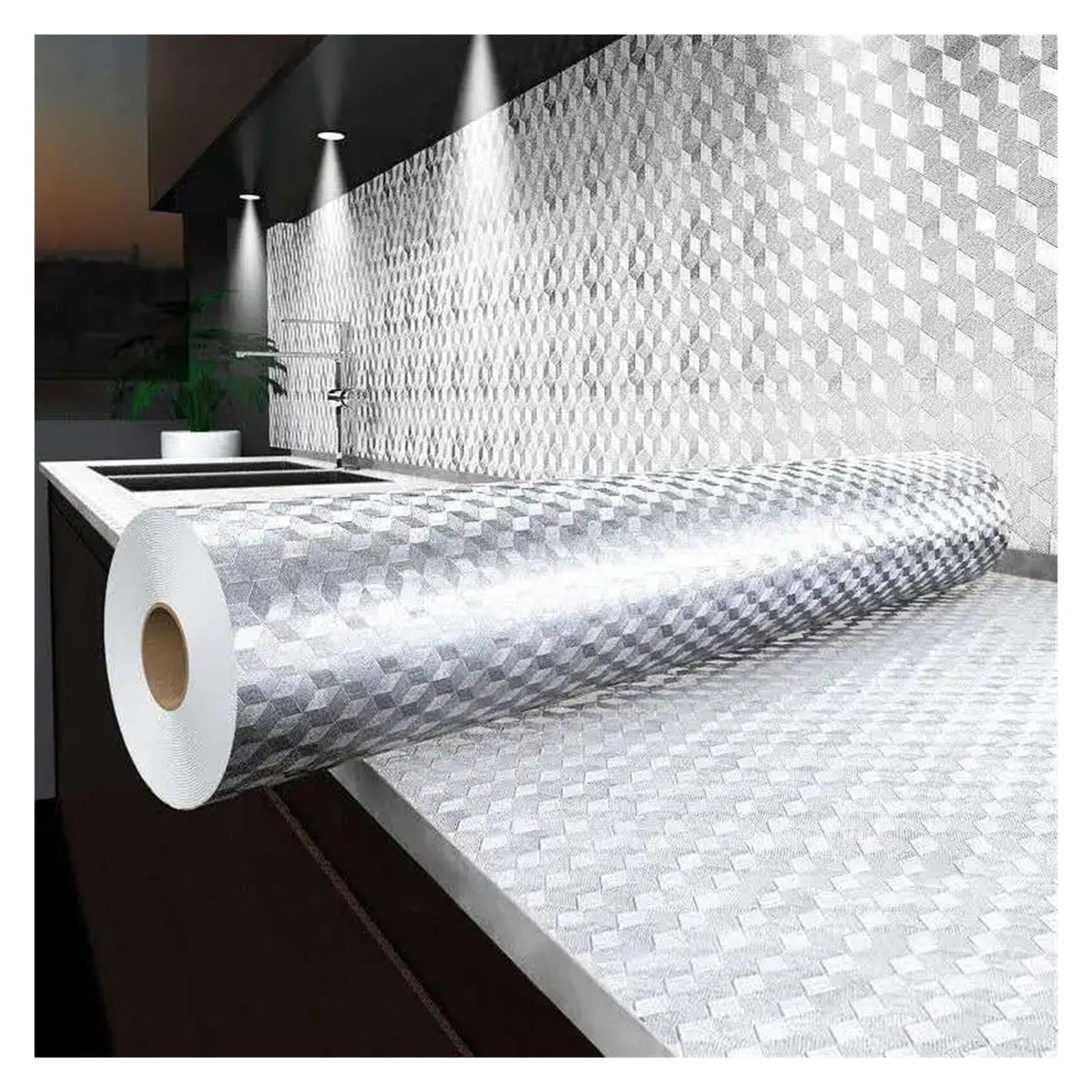 Marmor Folie,Klebefolie Marmoroptik Marmorkleber Ölverschmutzungspräventionsaufkleber Der Küchenherd Desktop-Tapete Wasserdichtes Dekorationspapier(01,55CMx10M)