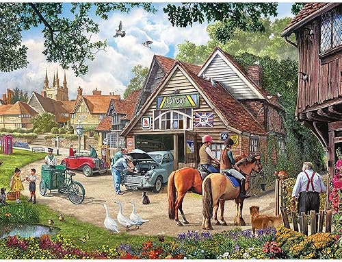 Bits and Pieces - Rompecabezas de 500 piezas para adultos de 18 x 24 pulgadas - 'The Old Garage' - Rompecabezas de 500 piezas grandes por el artista