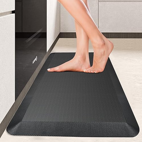 Anti Fatigue Floor Mat，7/8 Inch Thick Cushioned Kitchen Mat,Ergonomic Comfort Standing Mat, Waterproof Rugs for House, Office, Sink, Laundry (Black, 17.3" x39"-0.87")