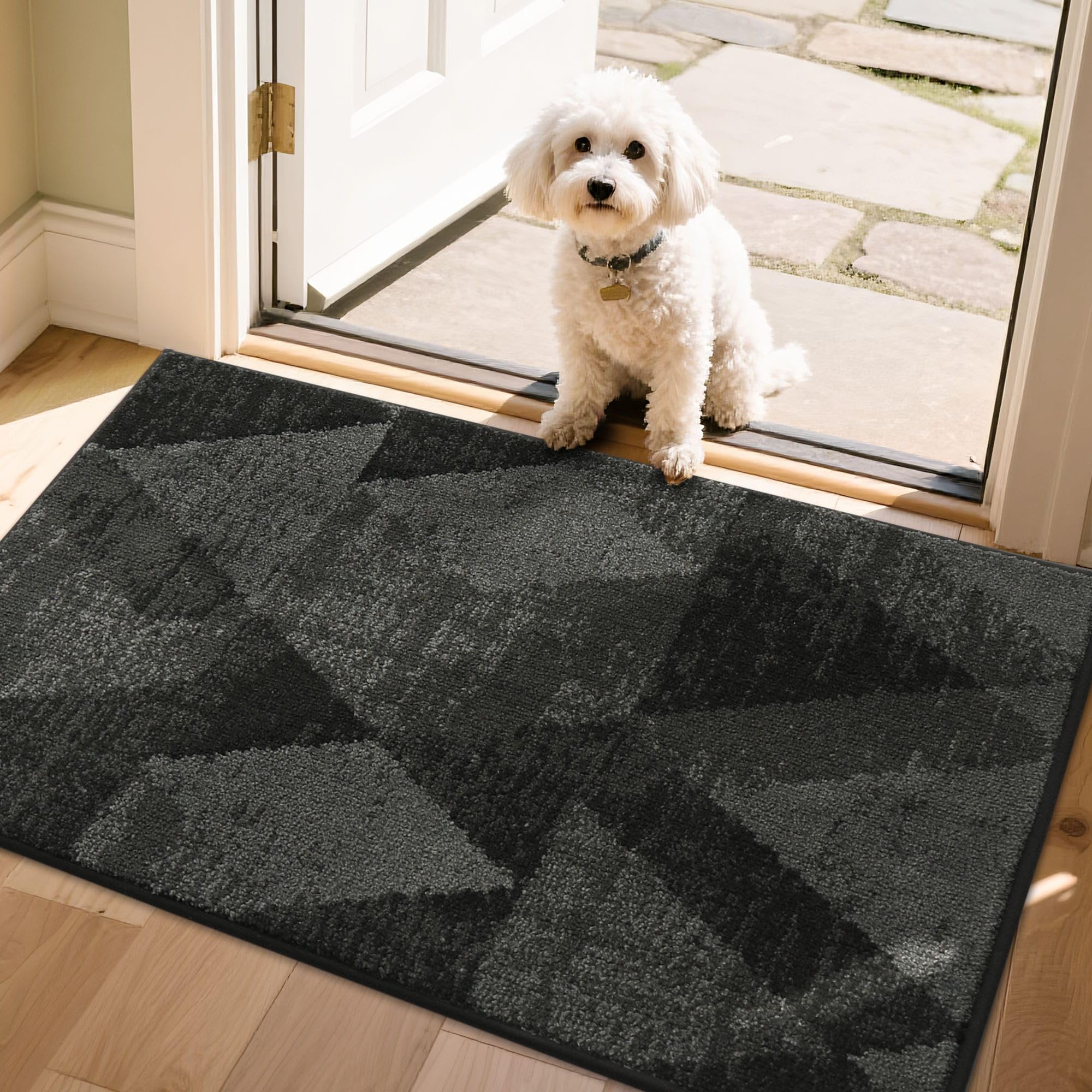 Tapis de porte intérieur robuste COSY HOMEER 61 x 91,4 cm gris foncé