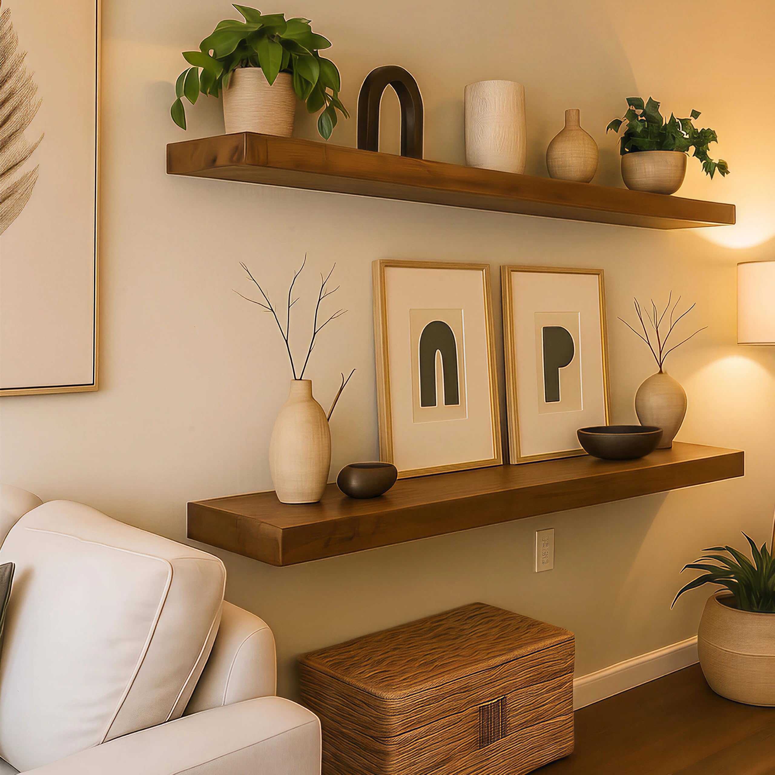 Photo 1 of BBE Walnut Solid Wood Floating Shelves - 30 inch
