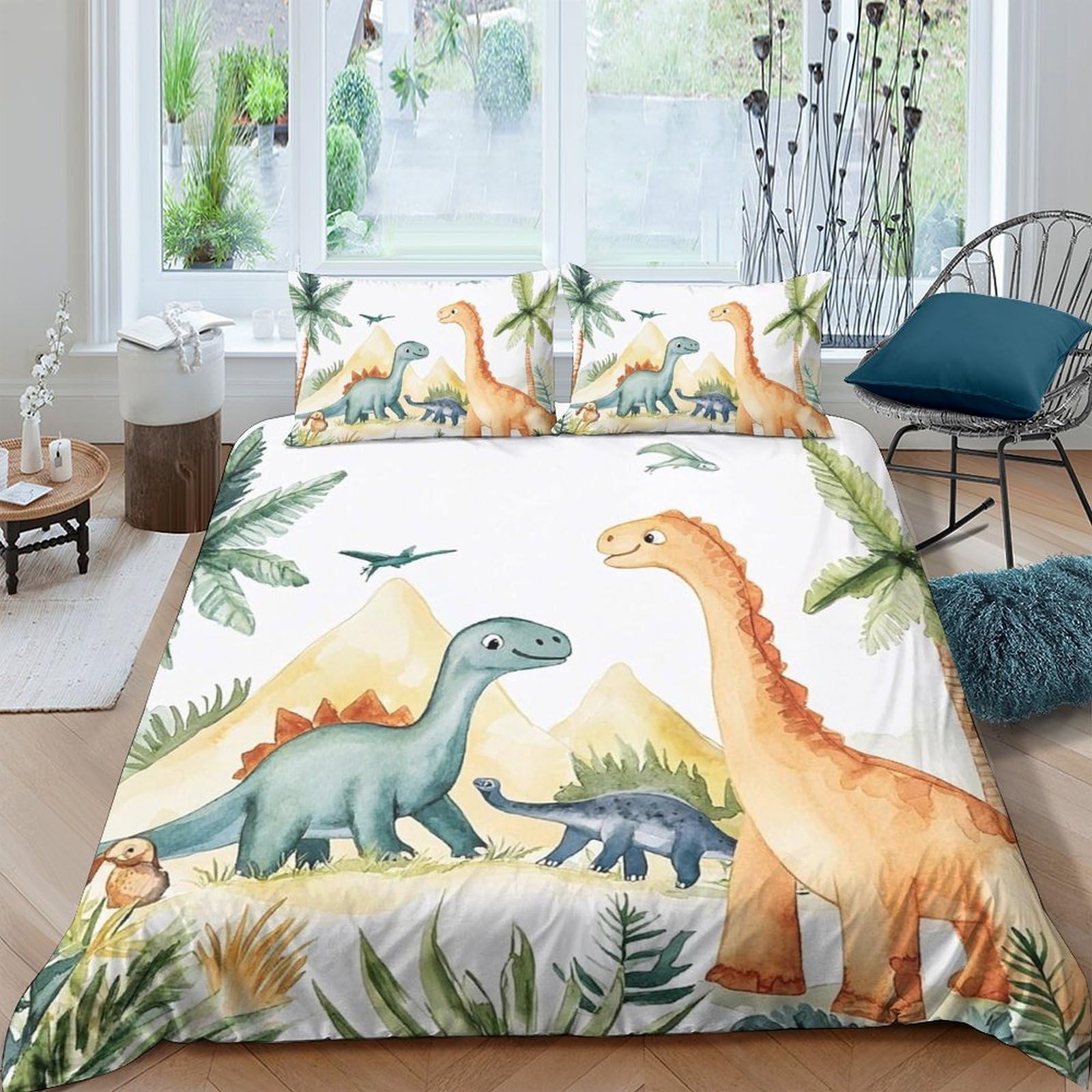 Ctjqhvkz Style-10 3D Printed Dinosaur Landscape Fitted Sheet Microfiber Soft Breathable Jurassic Bed Cover For Bedroom Dorm Mattress Protection Decor Single（135X200cm）