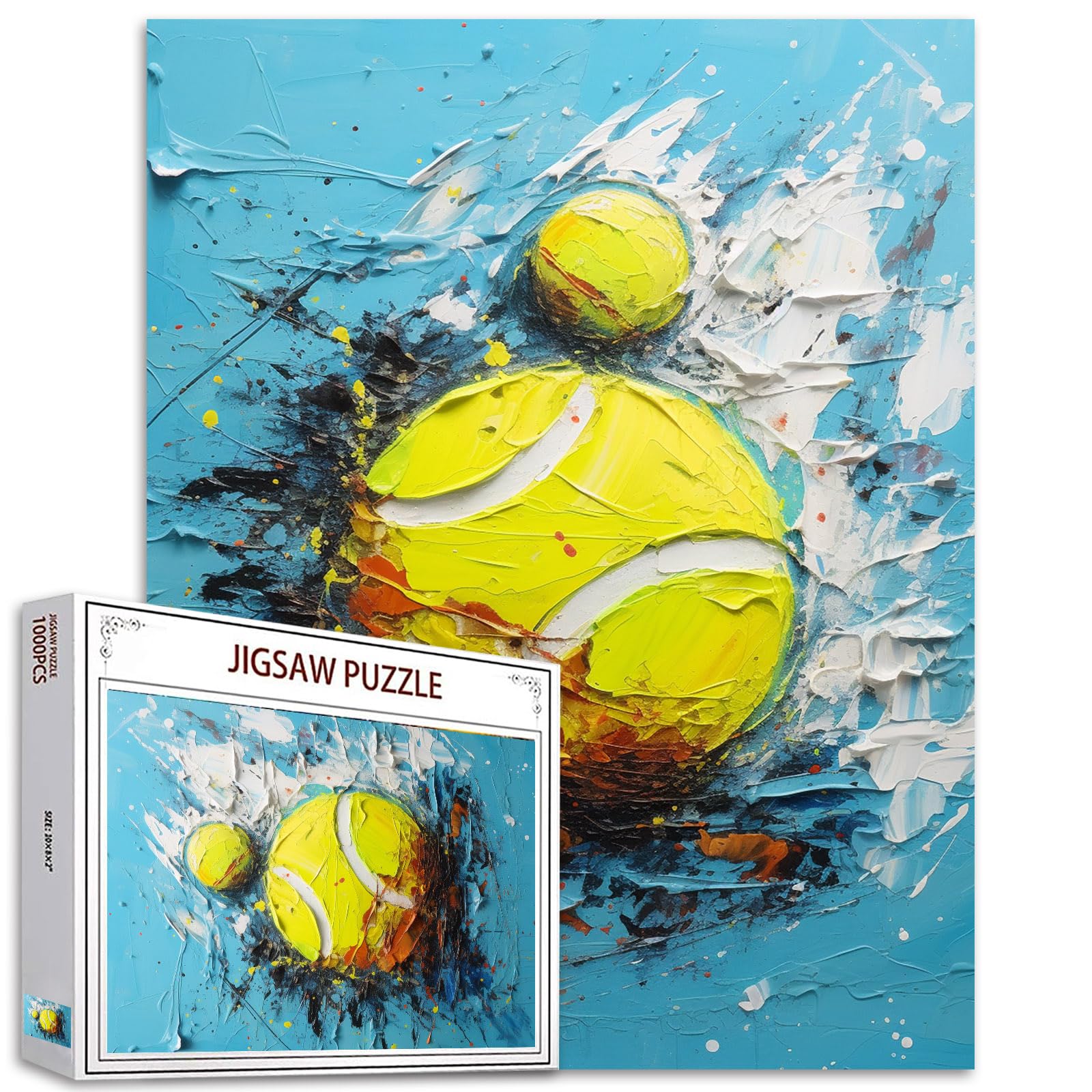 Sport Theme Jigsaw Puzzle Graffiti Street Art 1000 Piece Tennis Balls Jigsaw Puzzle for Adults Sport Puzzle Unique Gift for Boy&Man Ball Art Toys Puzzles Perfect for Game Nights Home Wall Decor โ image 1
