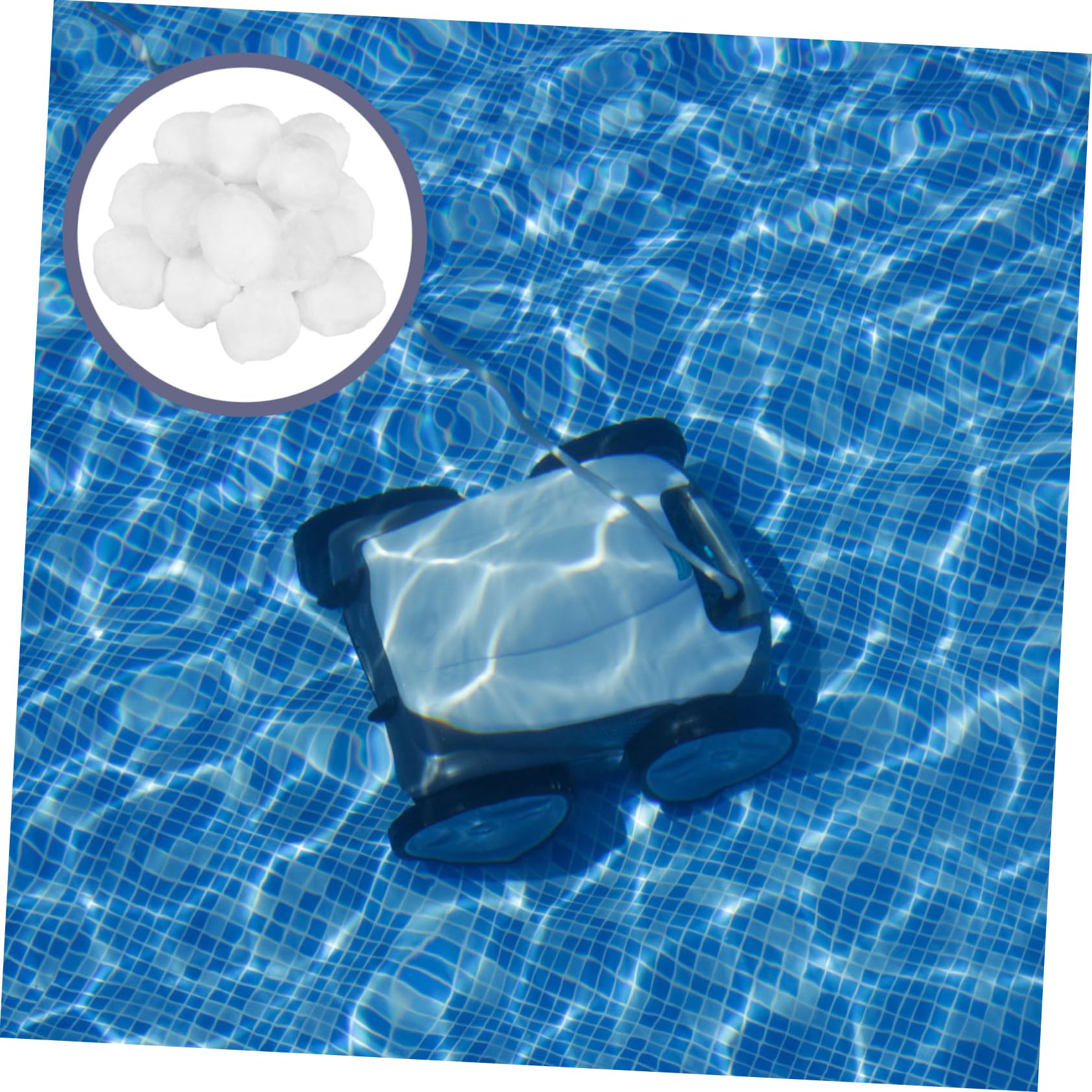 Sosoport Boules Filtrantes Réutilisables pour Piscine en Fibre de Polyester Blanc, Média de Filtration Haute Densité 700g, pour Usage Piscine