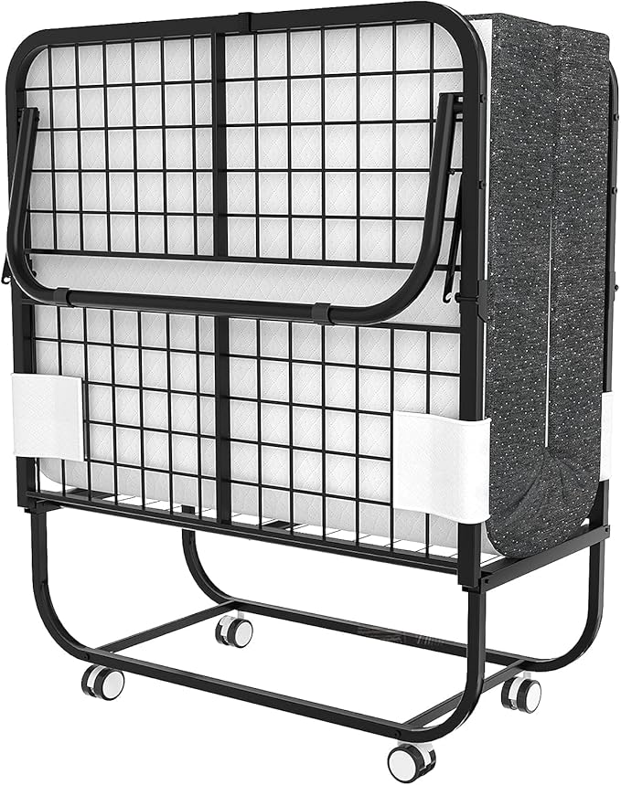 Foxemart Folding Bed with Mattress Portable Foldable Guest