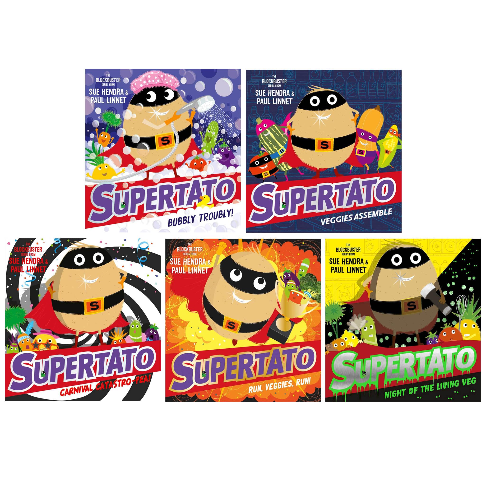 Supertato Series 5 Books Collection Set (Supertato: Carnival Catastro-Pea!, Bubbly Troubly, Night of the Living Veg, Veggies Assemble & Run Veggies Run!)