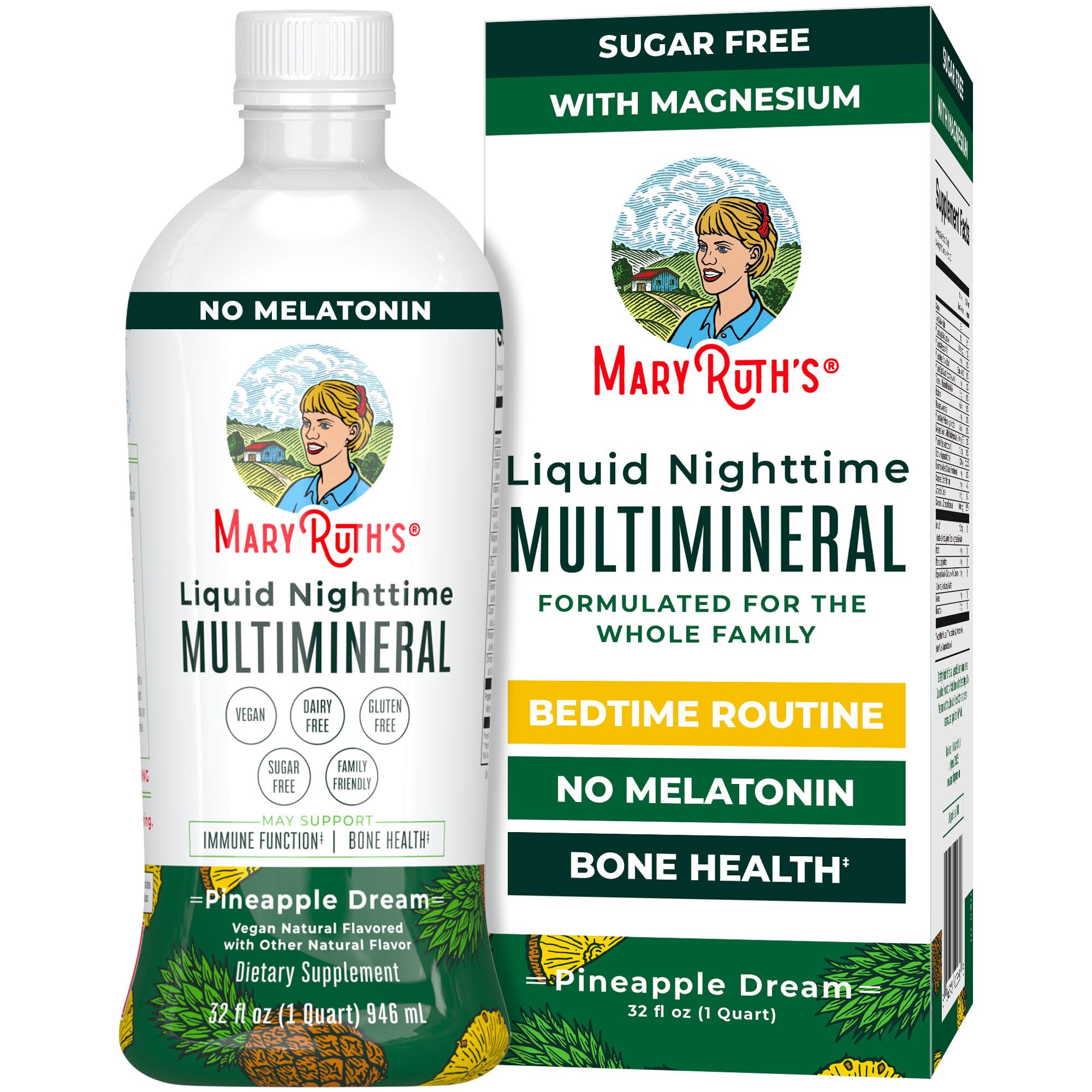 Liquid Sleep Multimineral w/Magnesium & Calcium Citrate by MaryRuth's - Pineapple - Vegan Vitamins, Antioxidants, Minerals, MSM - Natural Calm & Stress Aid - No Melatonin - Non-GMO - Sugar Free 32oz