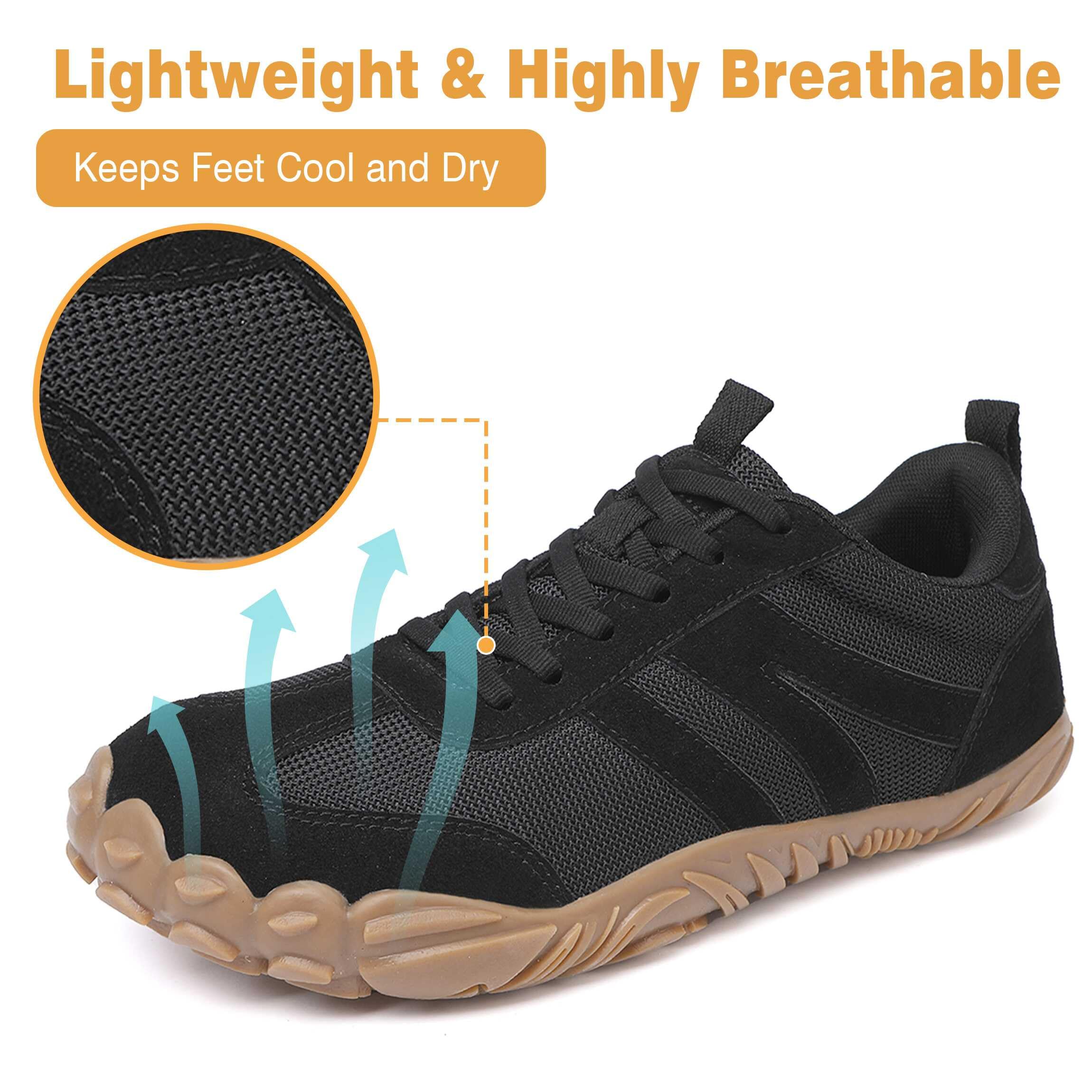 Scarpe Barefoot Ginnastica Minimaliste Uomo Donna Estive Comode Pianta Larga Running Trail Leggere Traspiranti Nero 43 EU