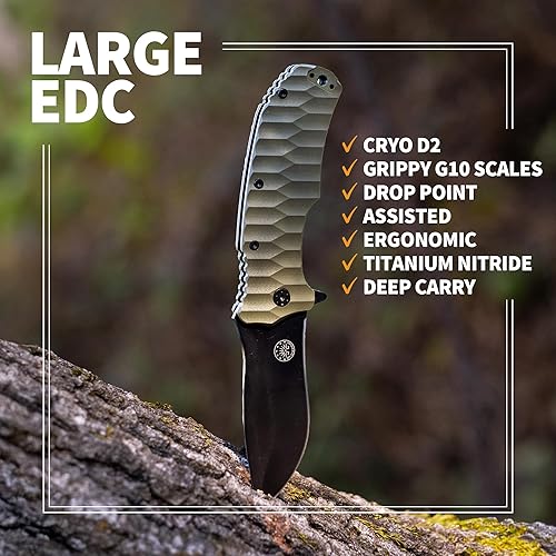 Miniatura 8 de Off-Grid Knives - Rapid Fire Ranger, cuchillo de campamento y caza, hoja de acero Cryo D2 con balanzas de oliva G10 y clip súper profundo,