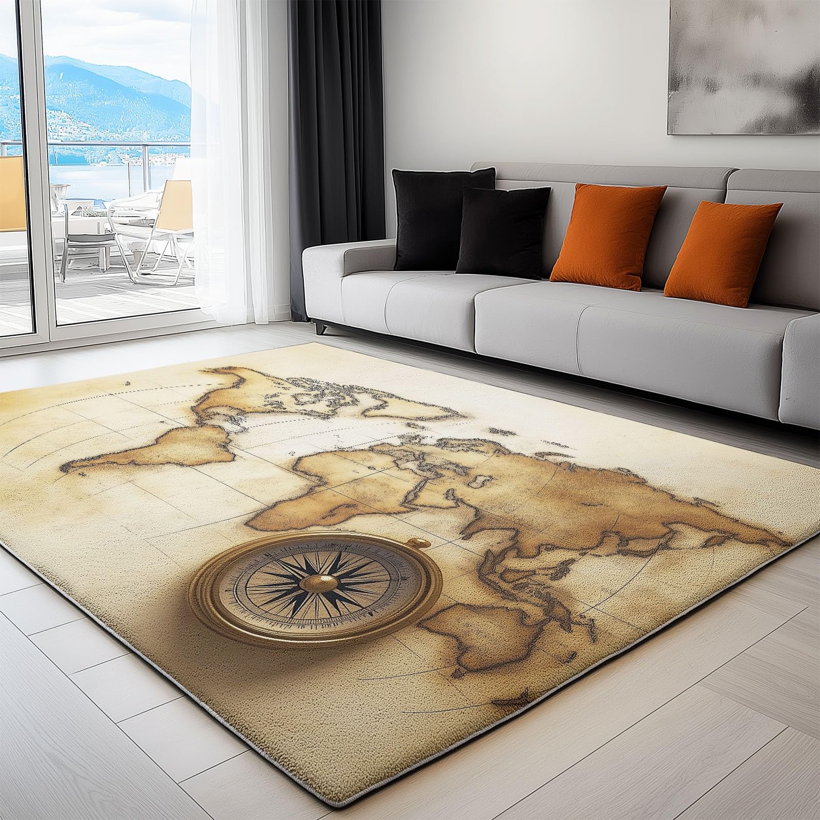 Tapis pour chambre 140x200 cm beige à poils courts lavable