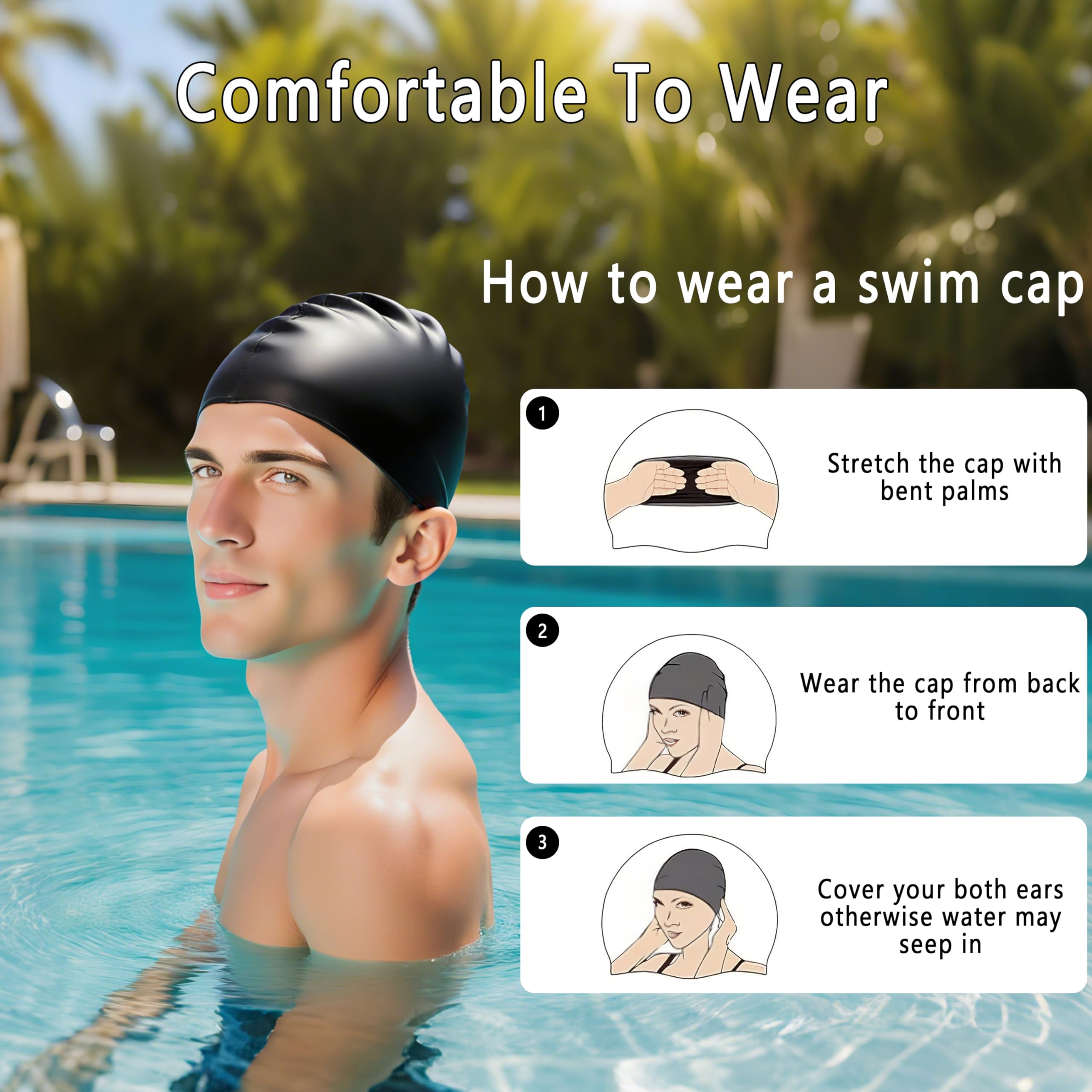Gorro de Natación Unisex Elástico para Adultos