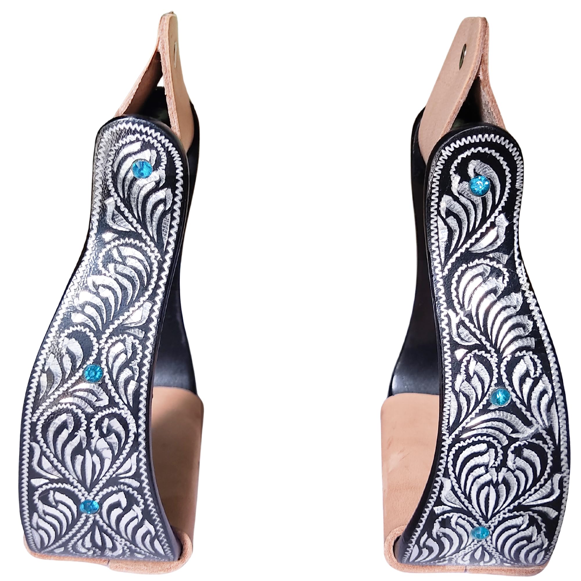 LEXNEL Engraved Western Show Stirrups - Aluminum Horse Riding Stirrups for Saddle & Equestrian Tack - Image 2