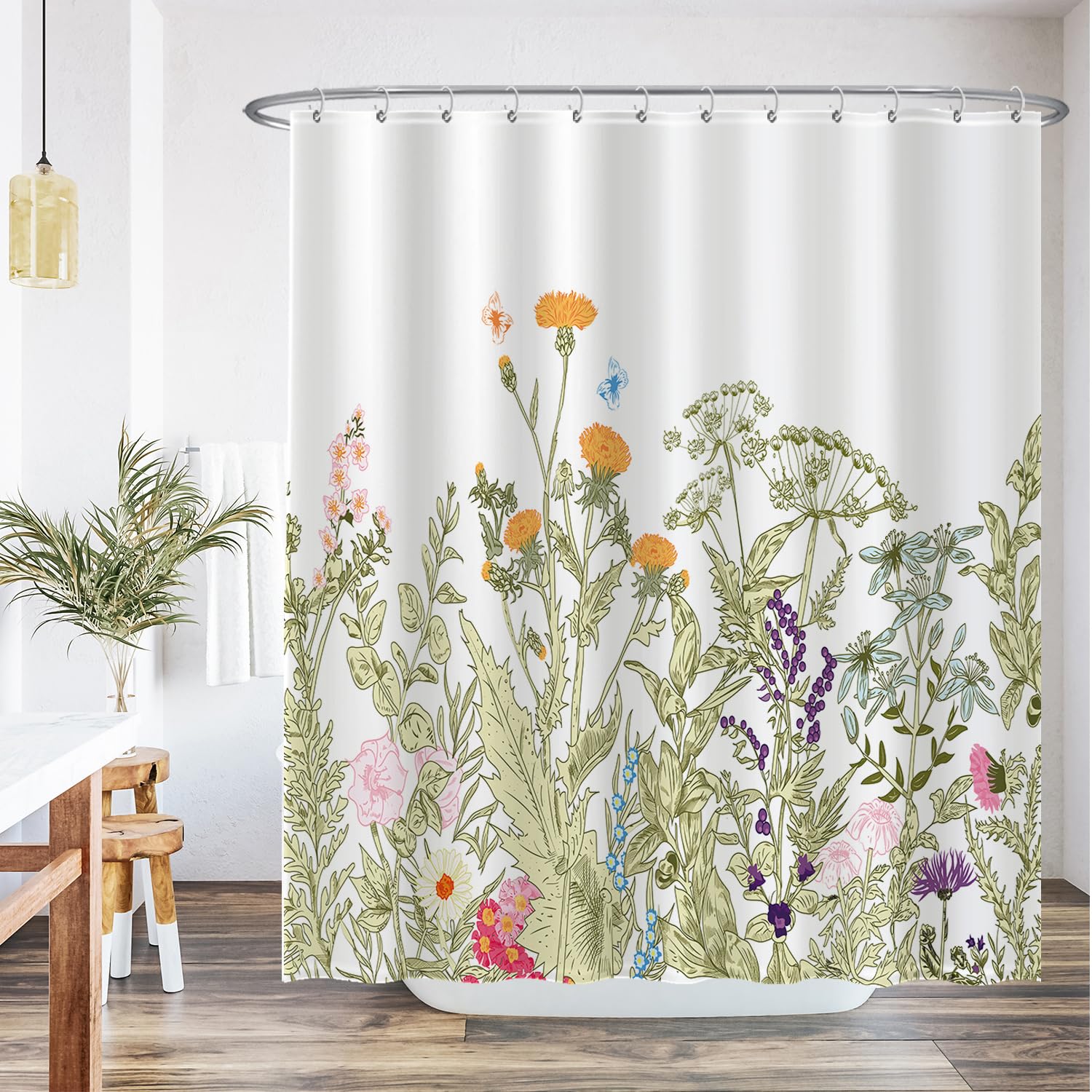 Tenda Da Doccia In Tessuto Con Stampa Botanica - Impermeabile, Asciugatura Rapida, 183x183 Cm, Con Ganci - Foto 2