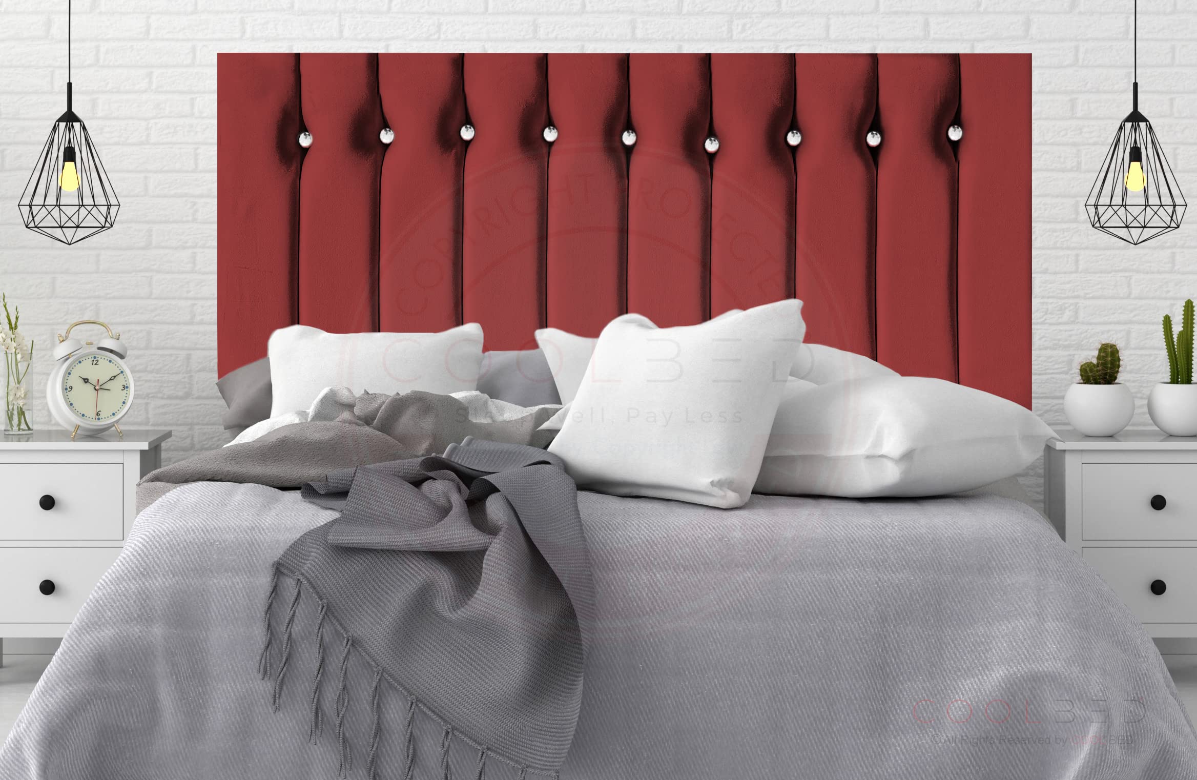 Divan Bed Headboard in Plush Velvet Delight 20” Or 26” Height Single Double King Size Lined Headboards For Beds Bedroom Furniture Decor (Burgundy Plush, 4FT6 (Double) - 20" Height)