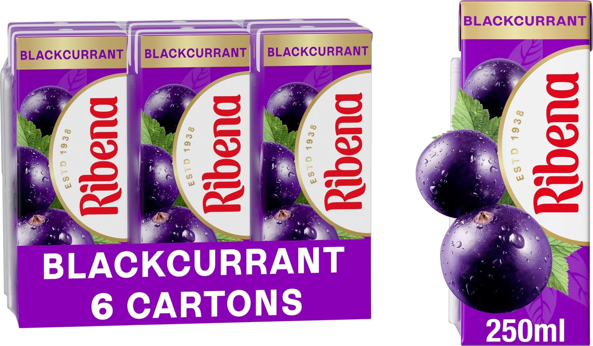 Ribena Blackcurrant Juice Drink Cartons 6X250ml