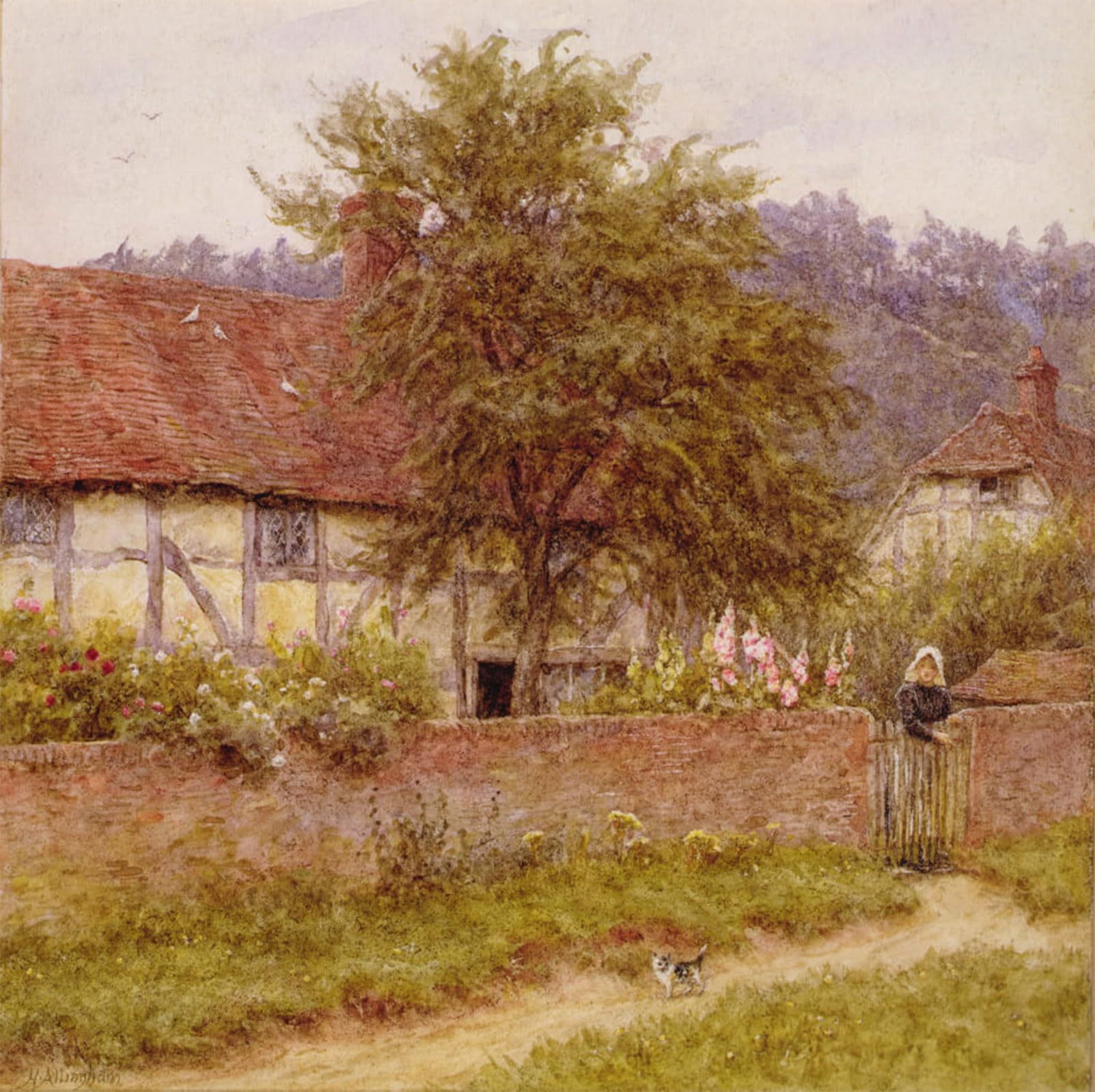 POSTERIIk Vintage Print Pop Art Landscape Artwork the Stray Kitten by Helen Allingham Art Prints for Office Home Decor 60x90cm