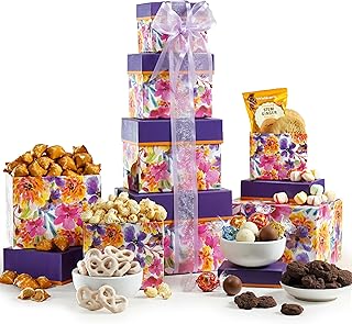 Broadway Basketeers Gift Basket Tower Snack Gifts for Women, Men, Families, College – Delivery for Birthday, Appreciation, Thank You, Get Well Soon Care Package