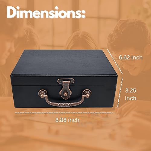 Miniatura 5 de WE Games Caja del tesoro de madera con tapa con bisagras y pestillo de metal, tinte negro, estilo rústico del viejo mundo, caja de memoria de