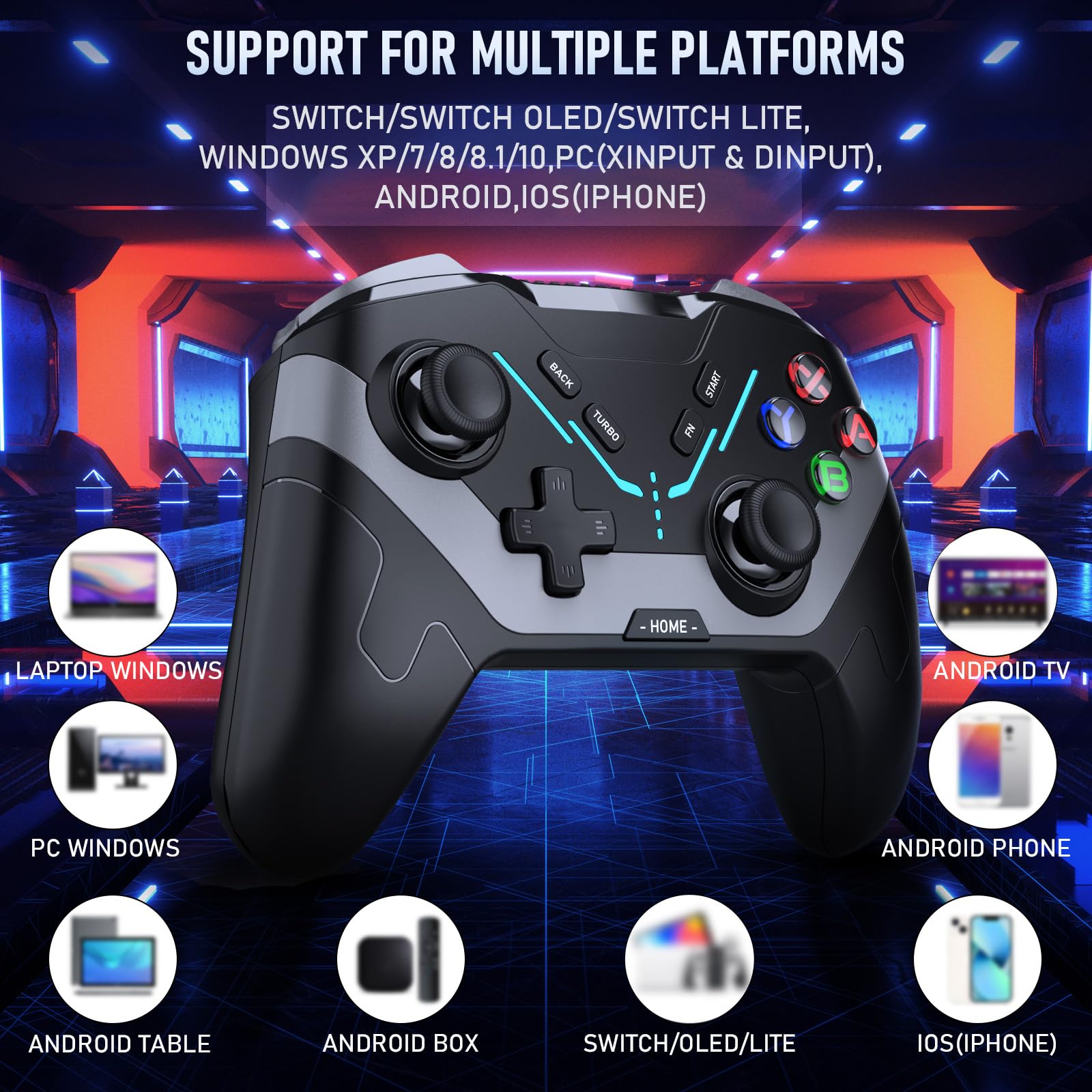 Controladores inalámbricos Pro para interruptor/interruptor OLED/Switch Lite/IOS/Android/Windows, eje giroscópico, Turbo ajustable y vibración